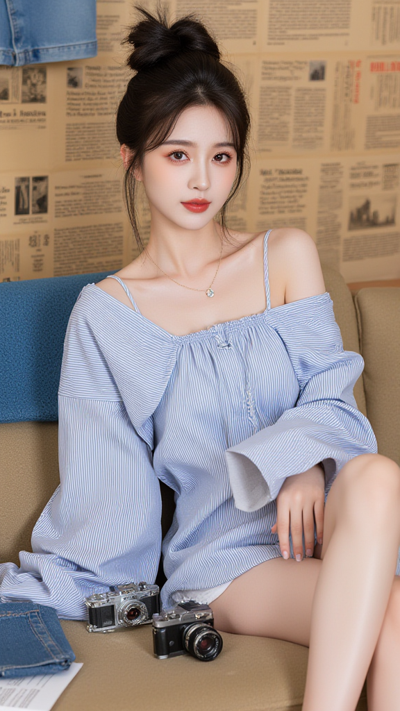 条纹衬衫女孩