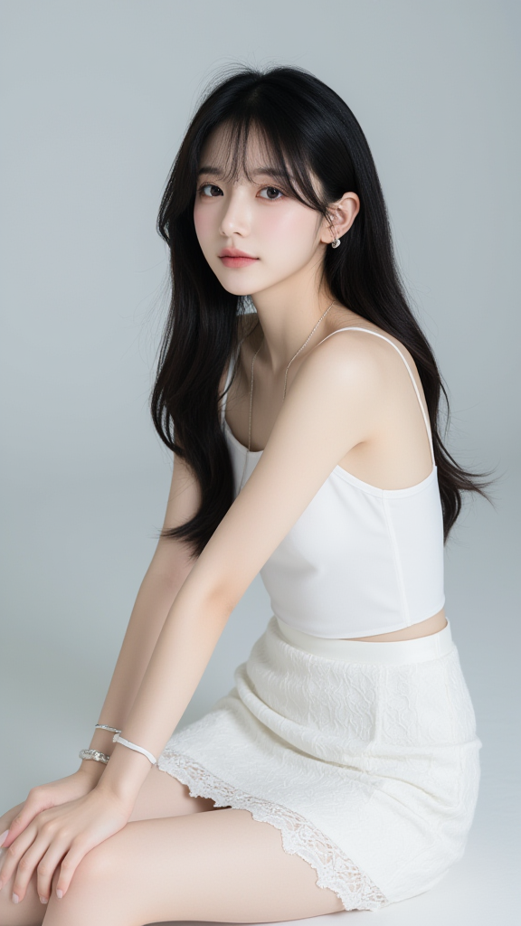 白色短裙女孩
