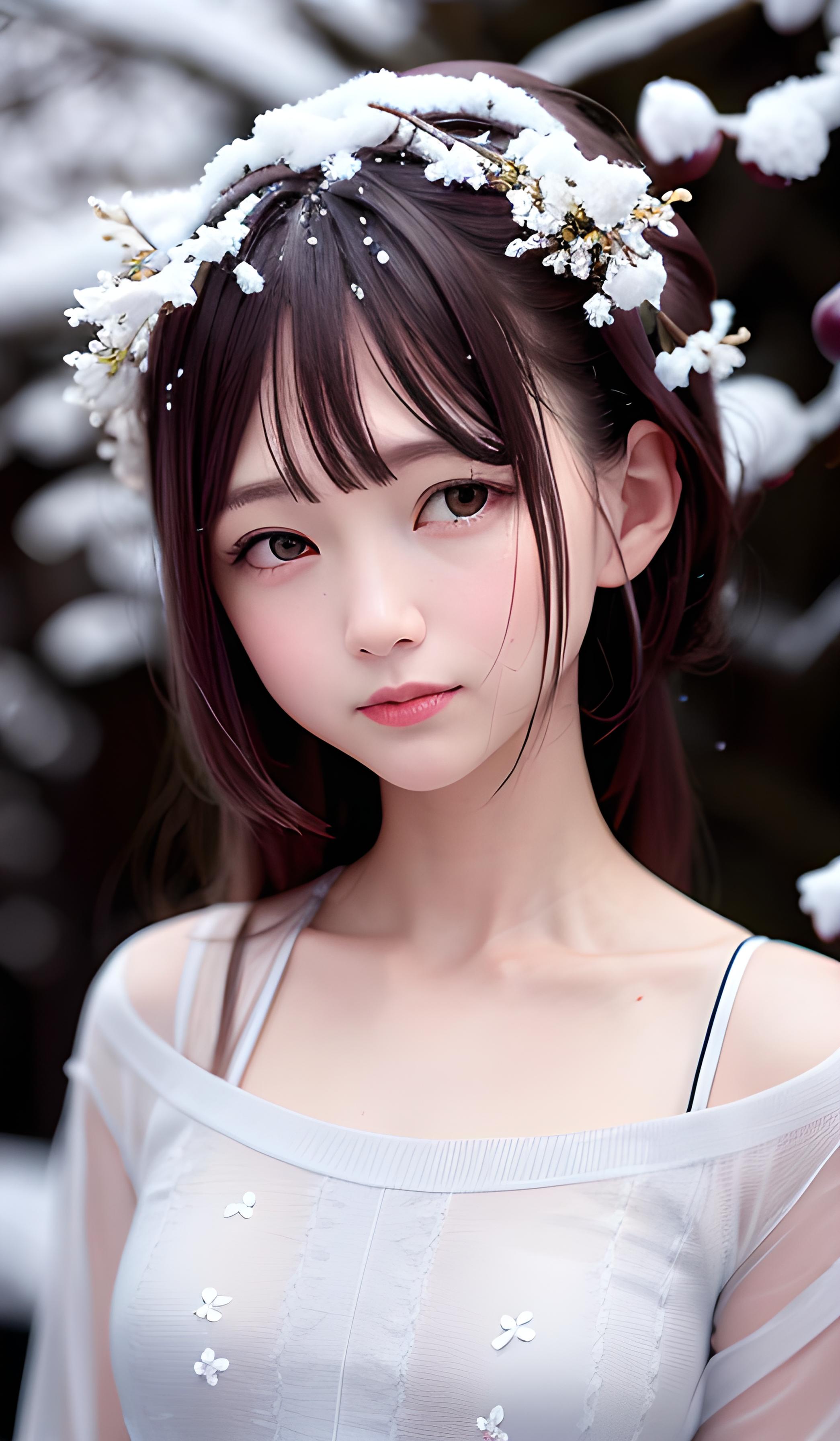 梅，雪与少女