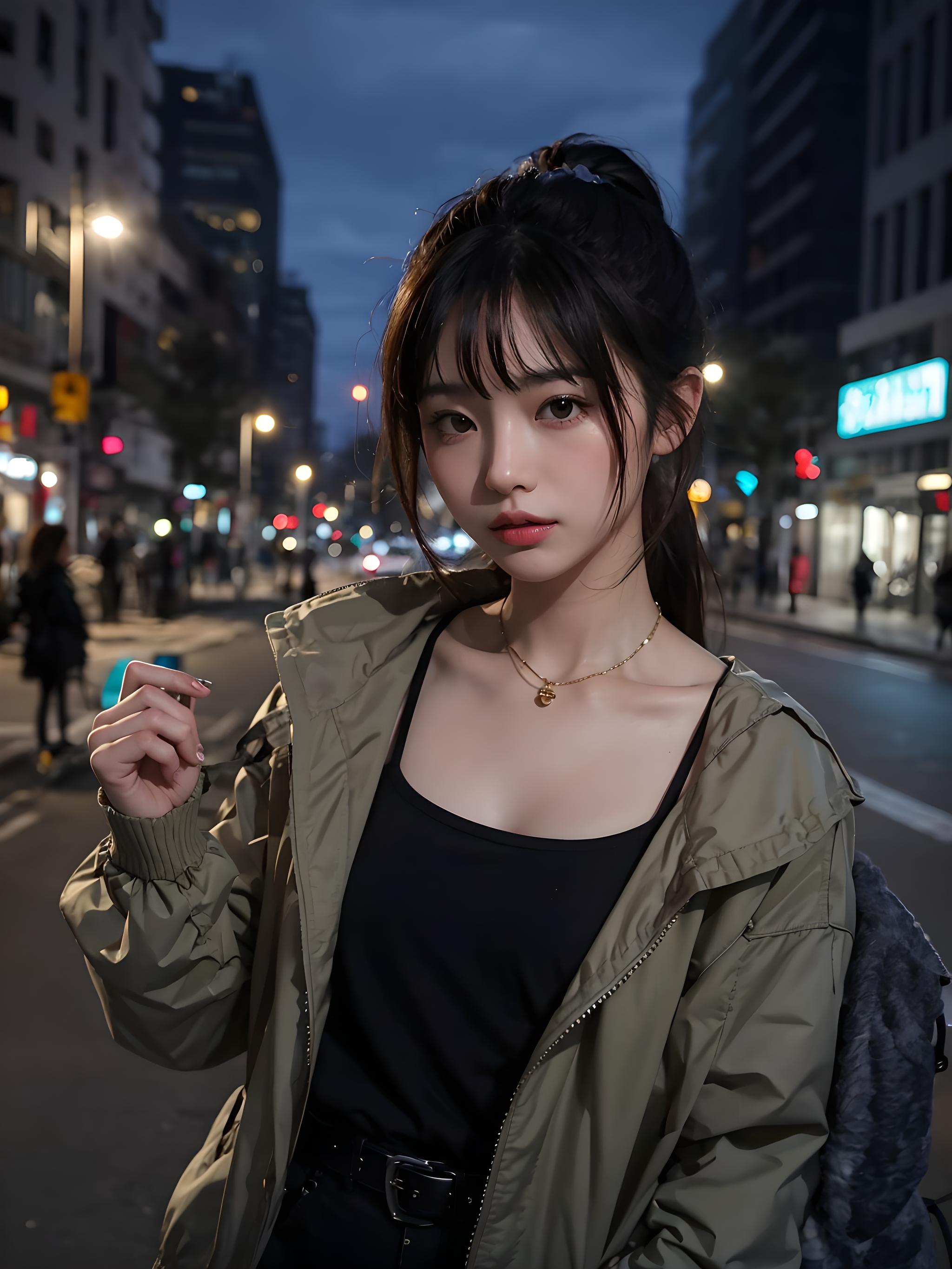 街边夜景女孩