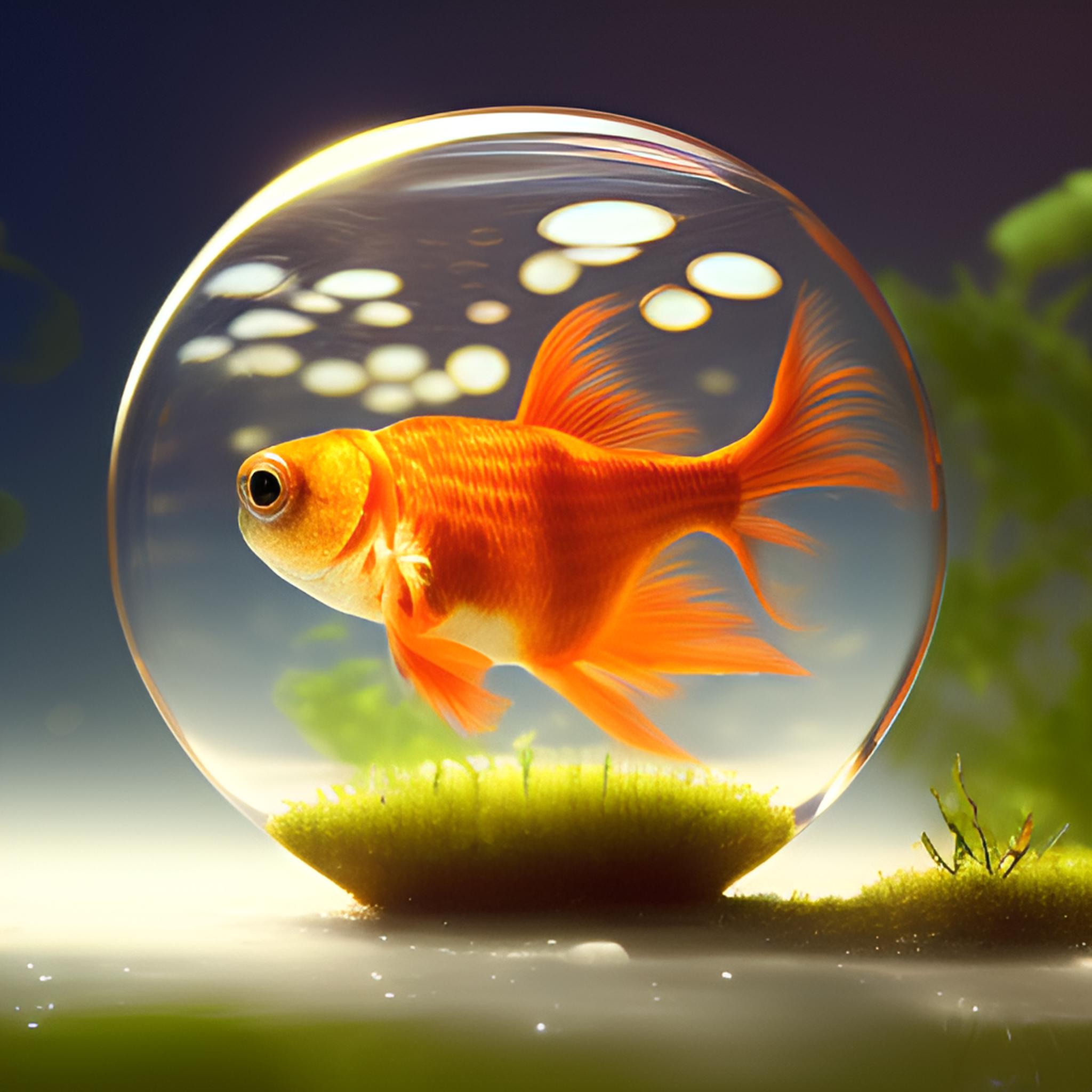 水晶球鱼缸里的金鱼