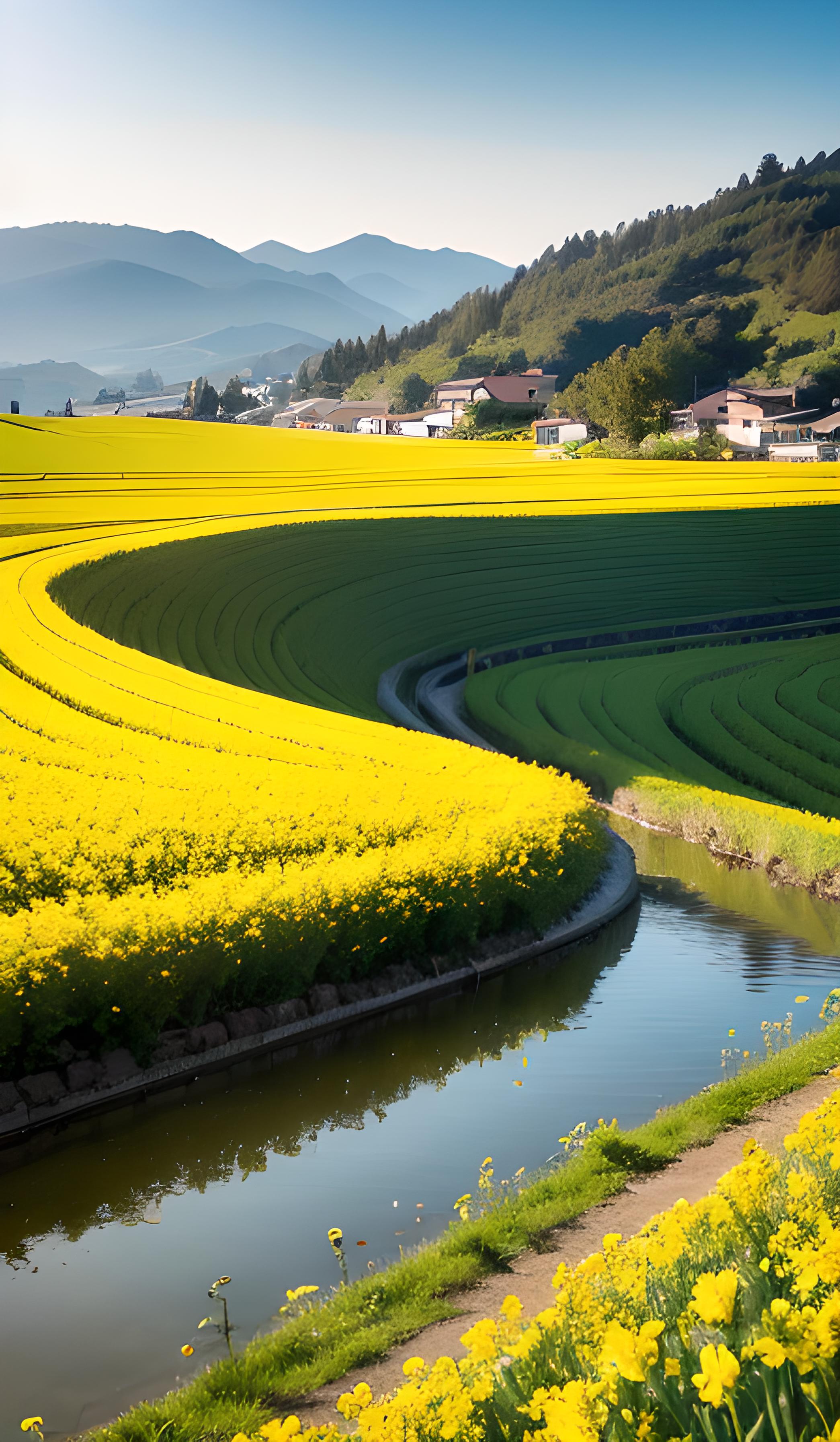 春天的油花菜乡间田野