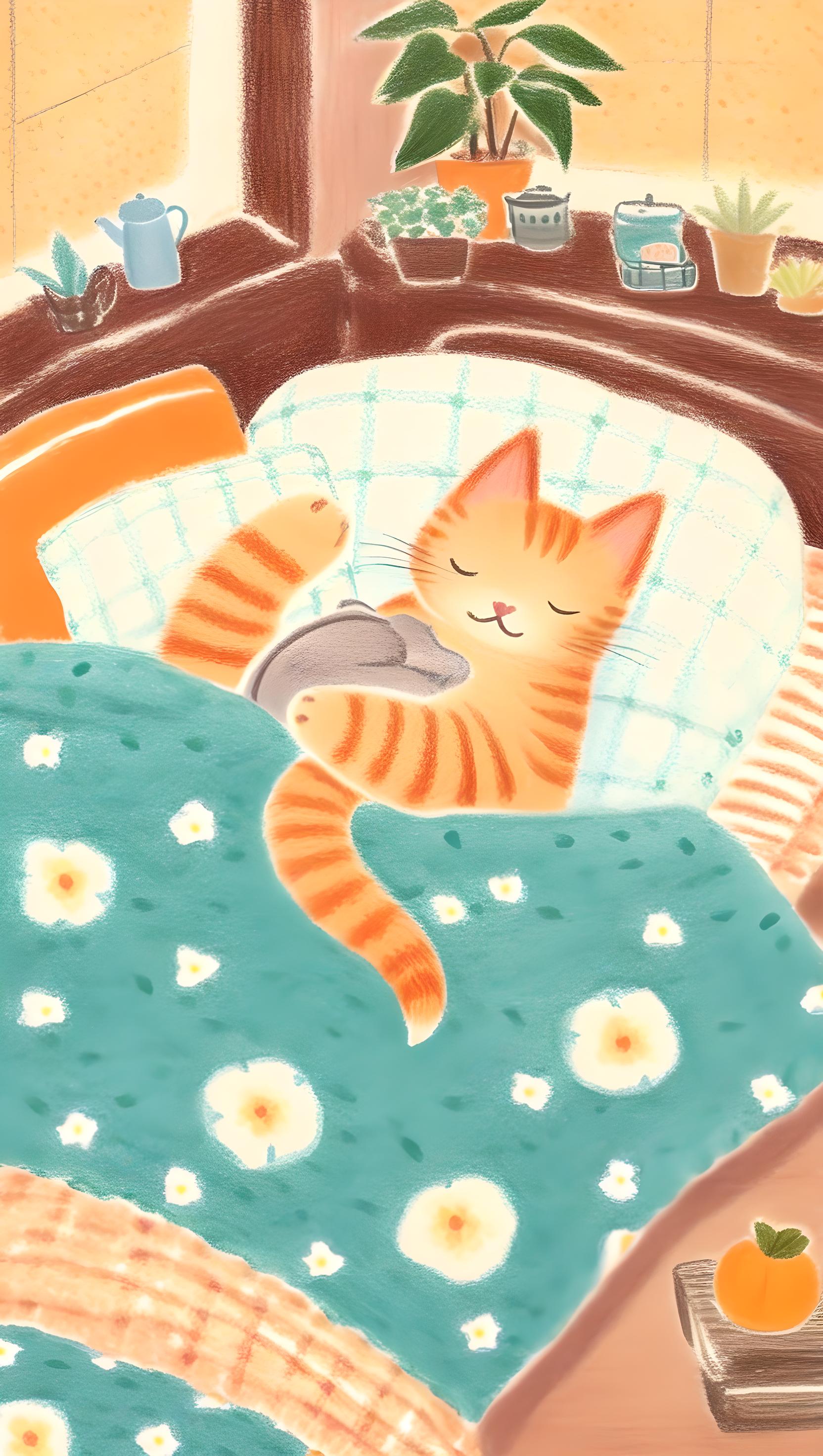 午睡的桔猫