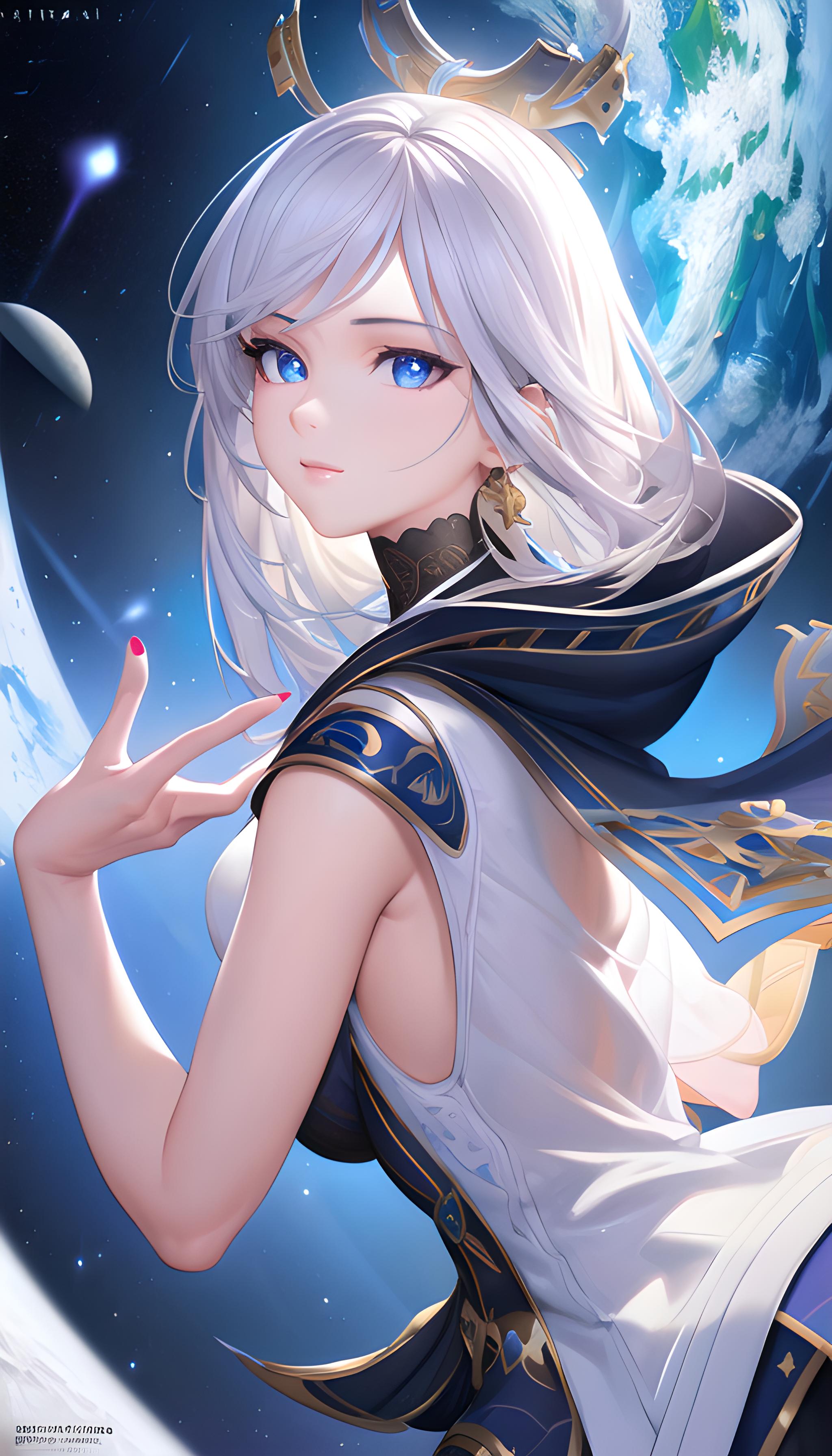 星空下的少女