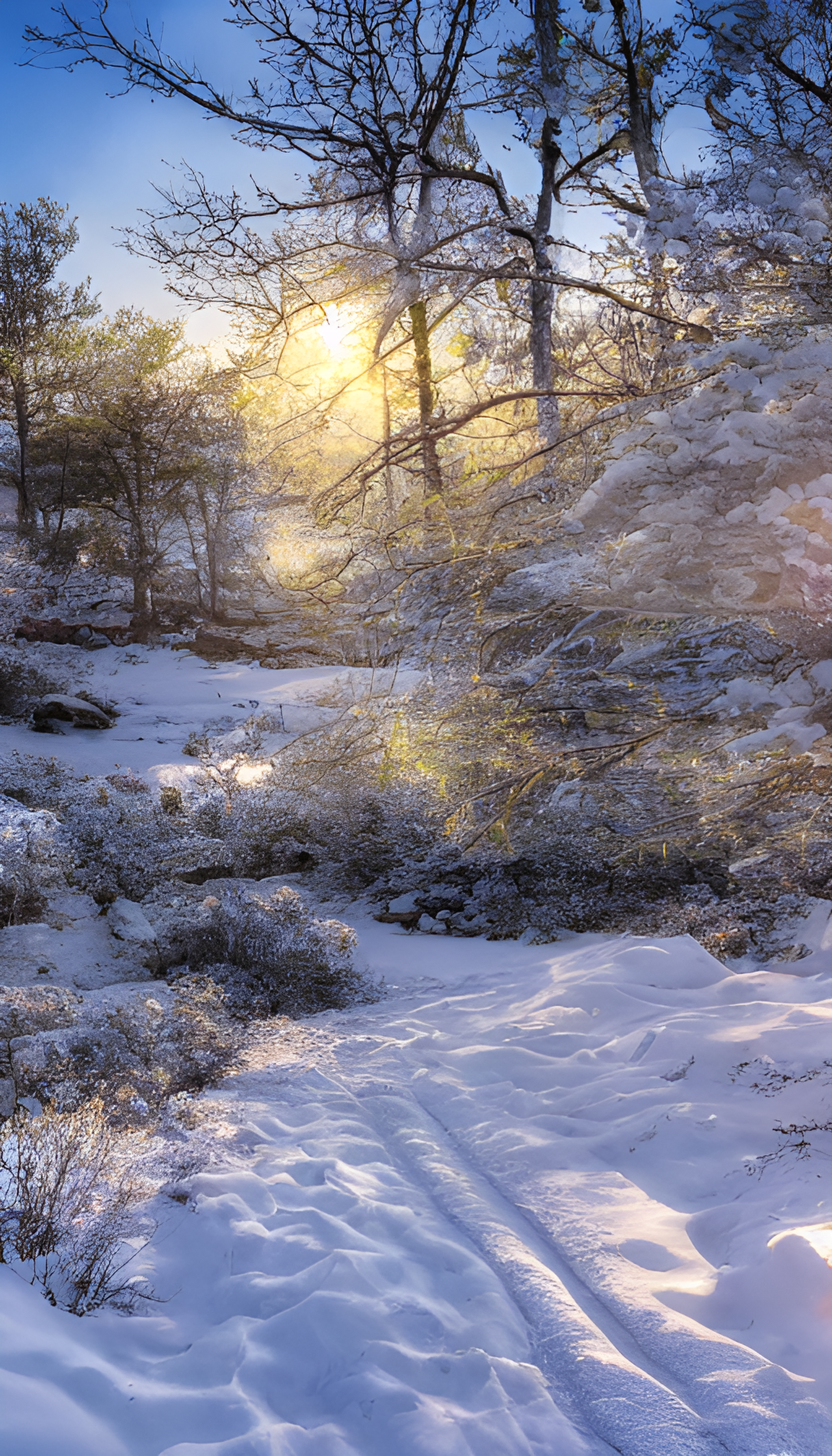 阳光雪地