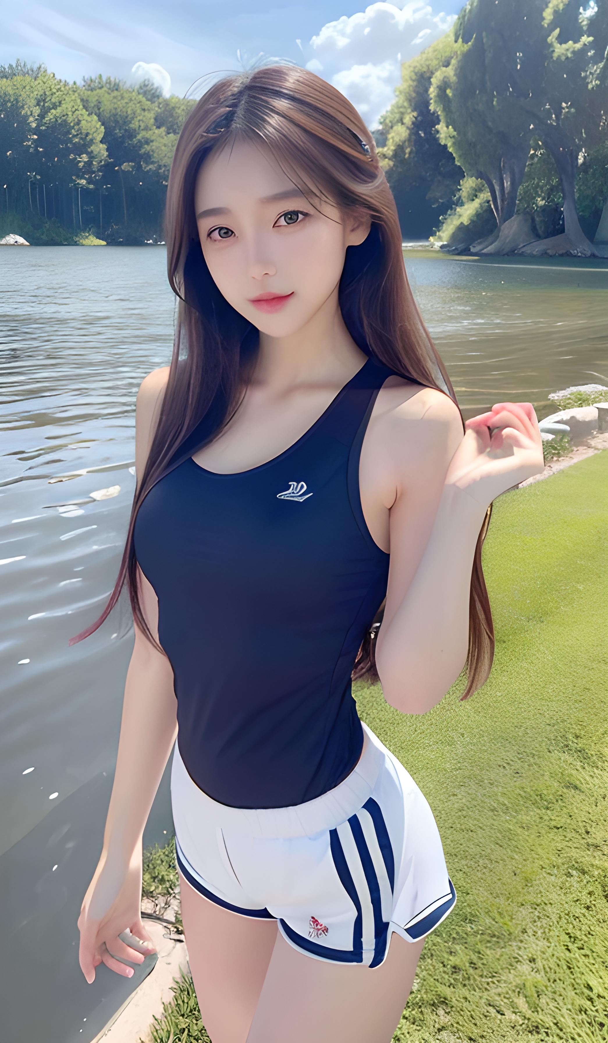 河边美女