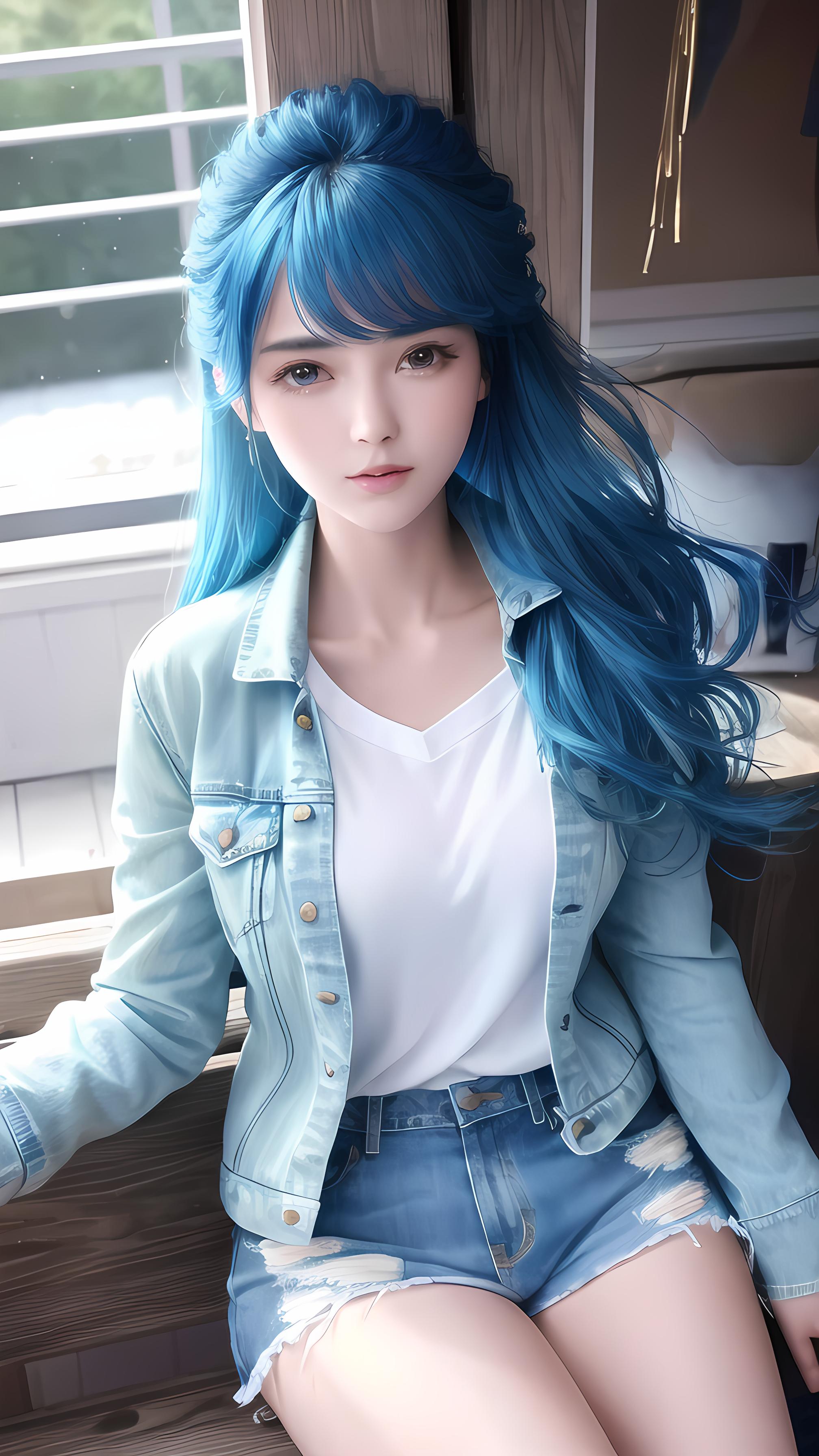 蓝发少女