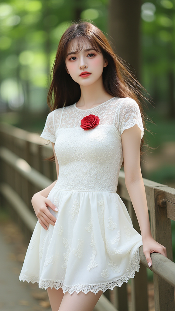 白色蕾丝连衣裙女孩