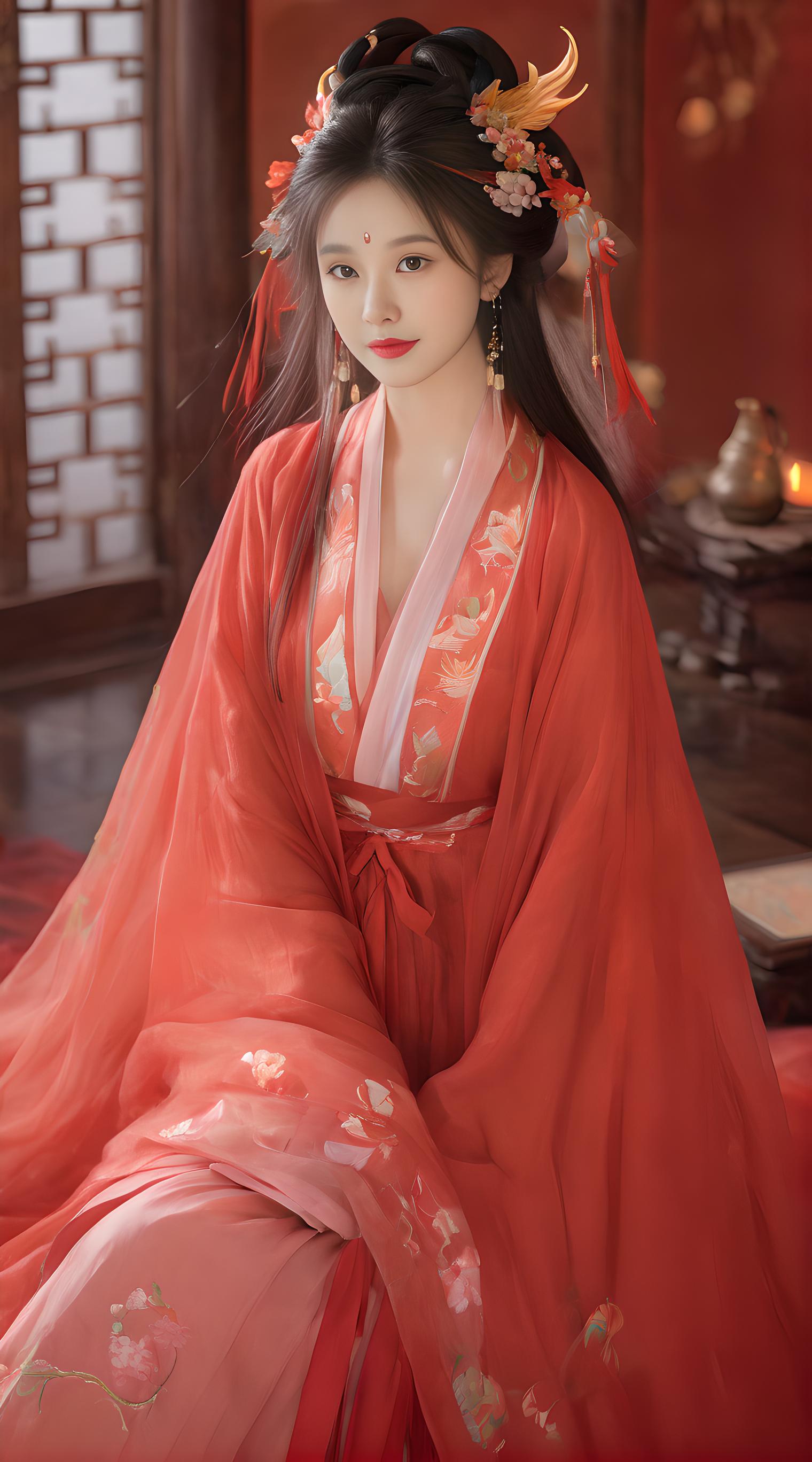 中国红古风美女