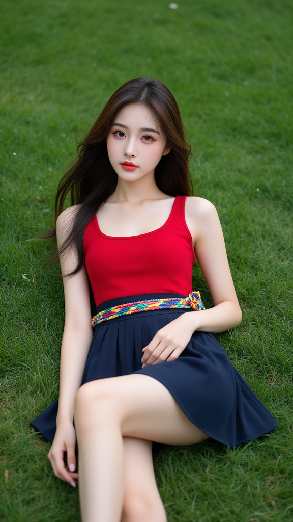 草地上的女孩