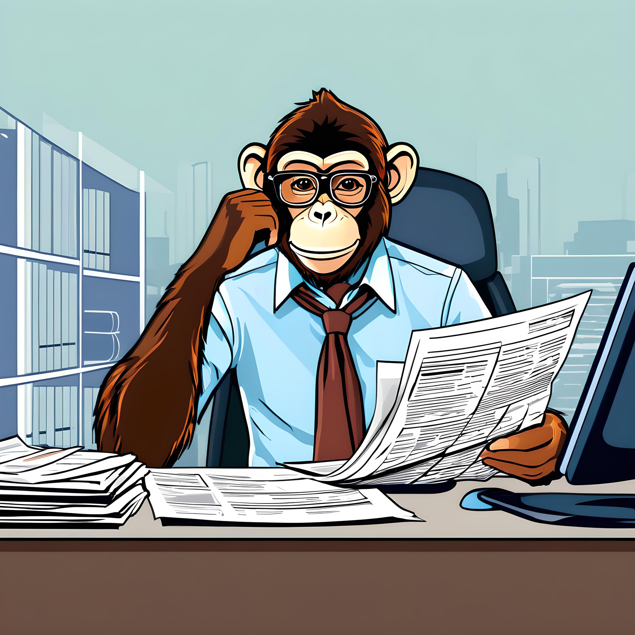 看报纸的眼镜猴