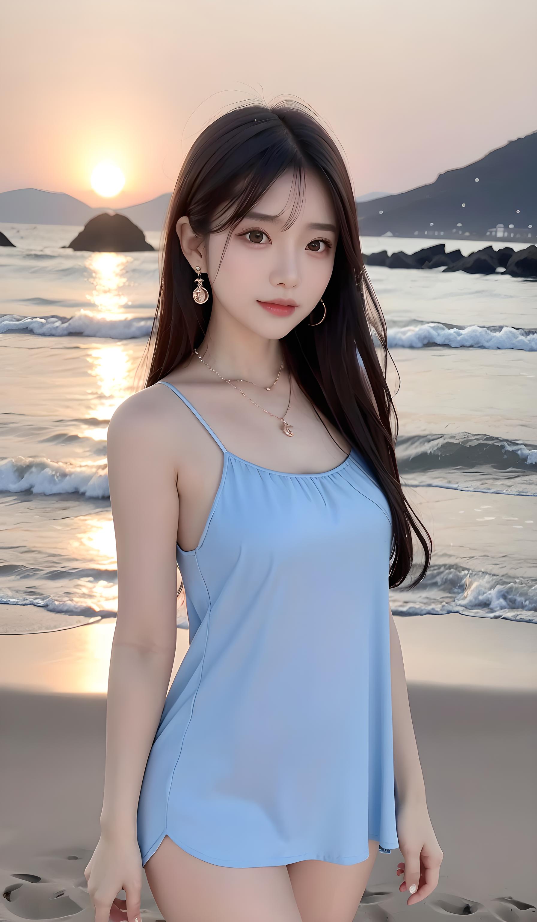 海边美女一