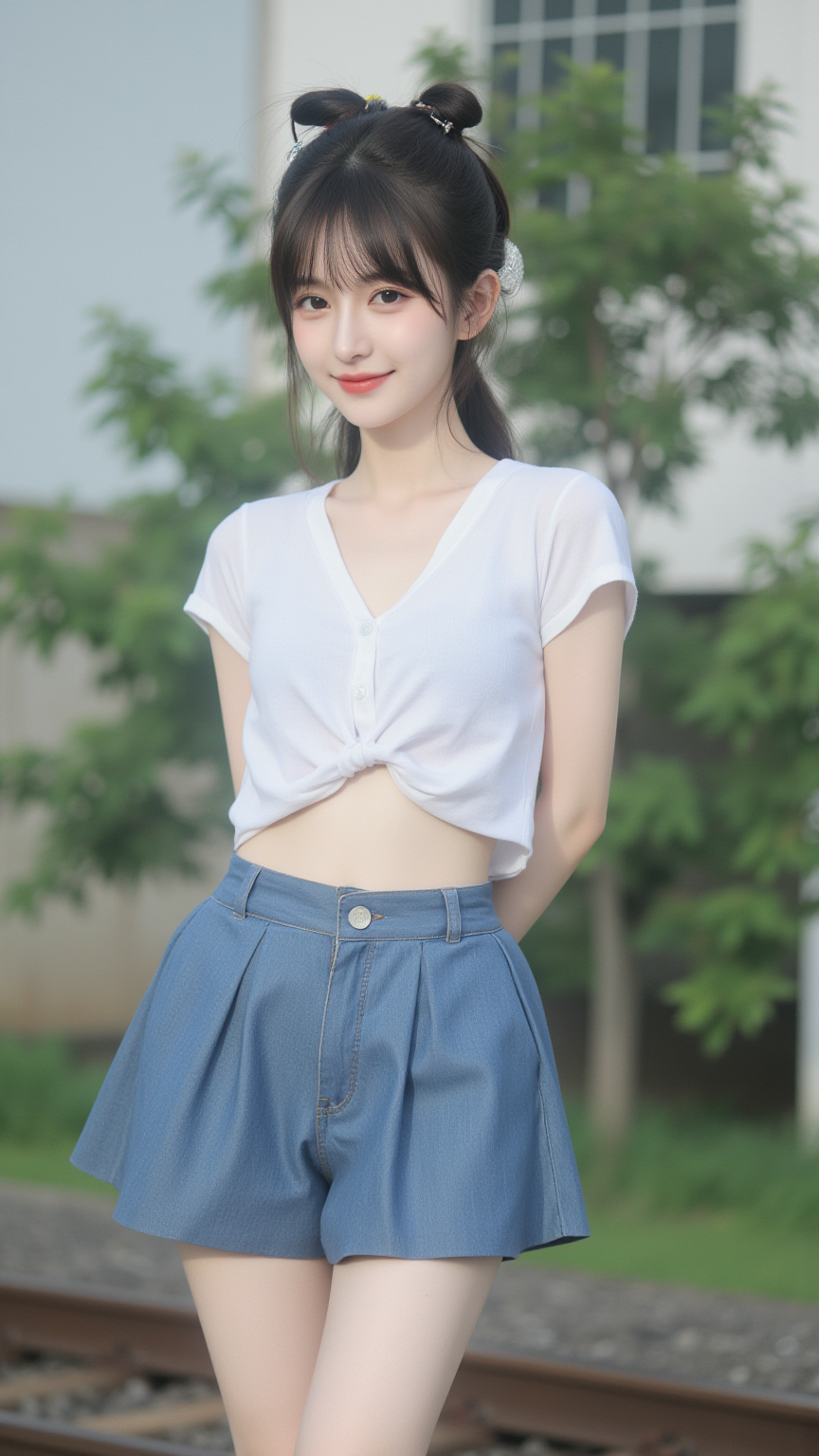 百褶裙女孩