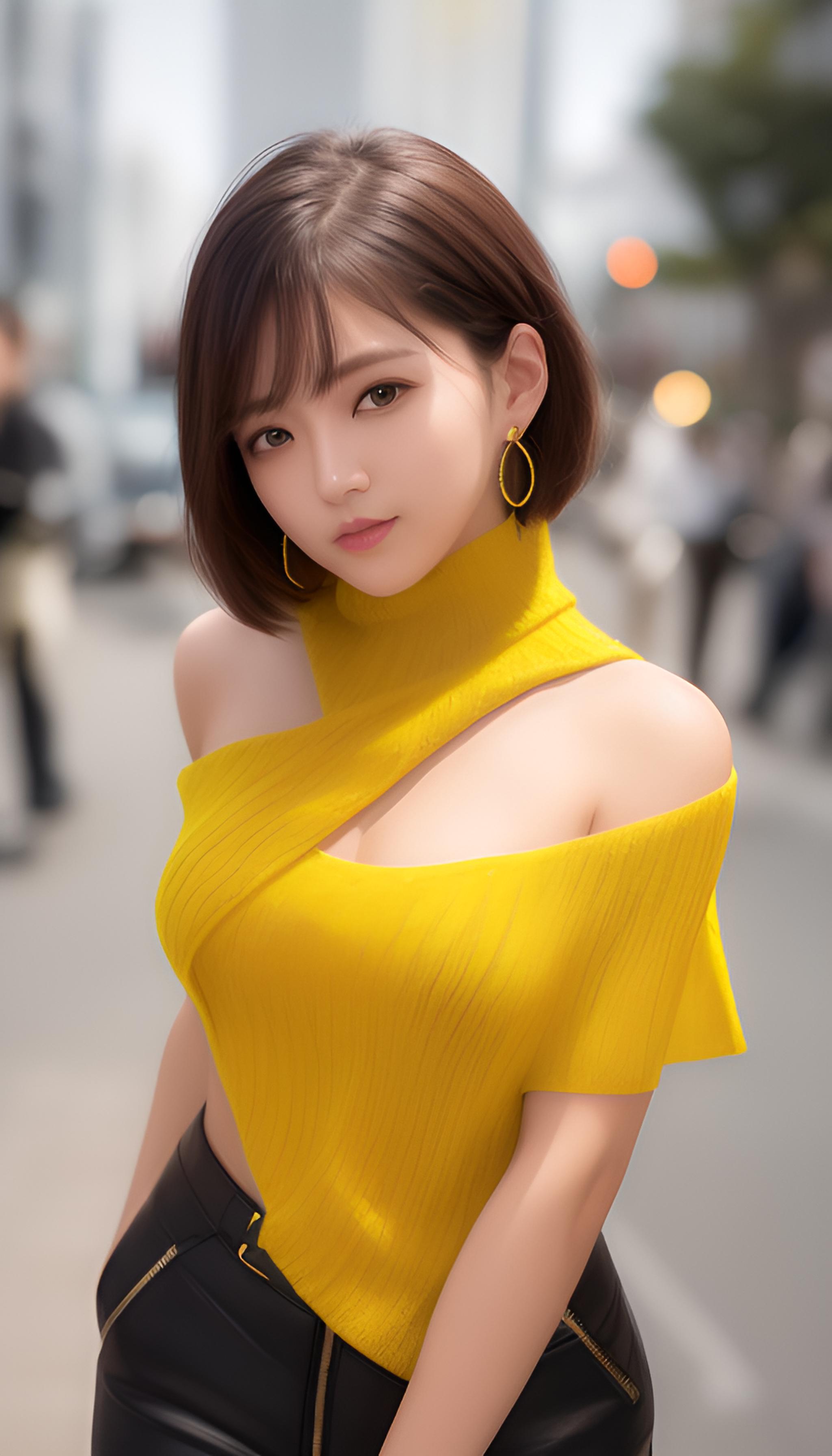 短发美女