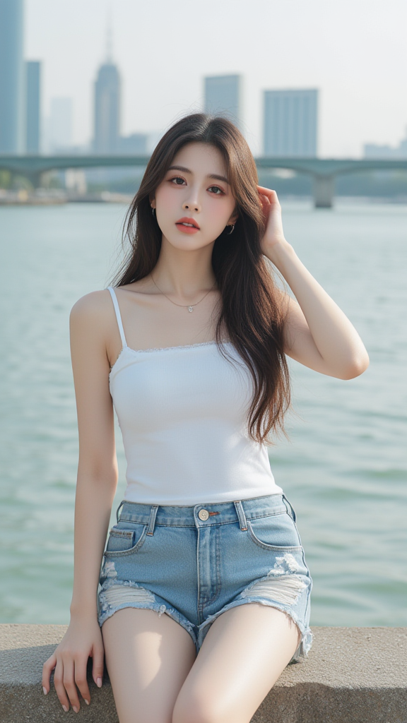 破洞牛仔裤女孩
