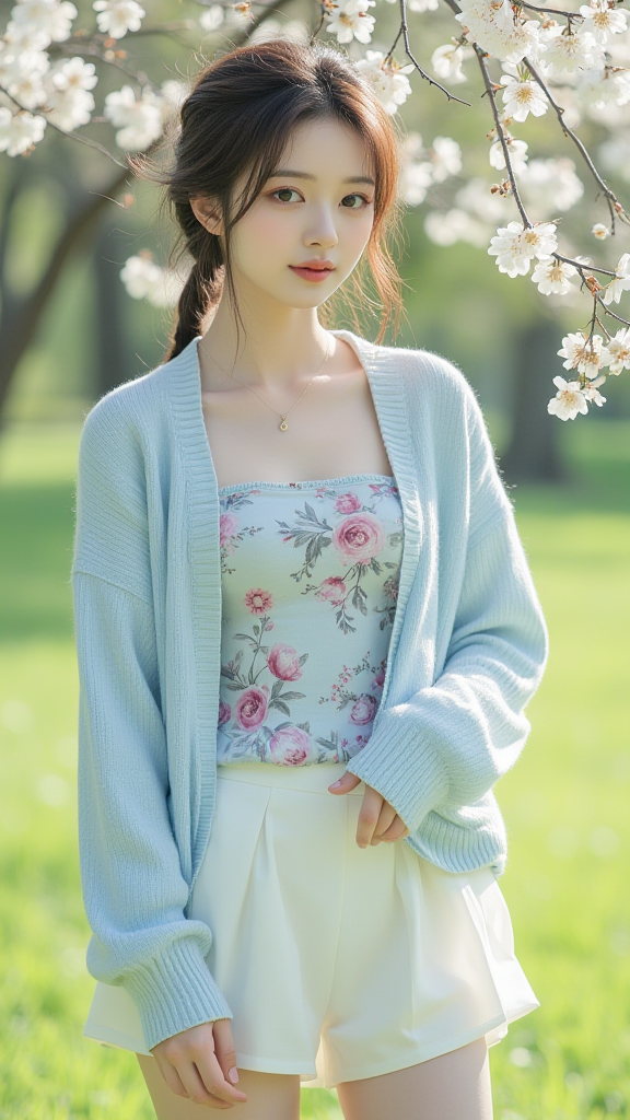 蓝色开衫女孩