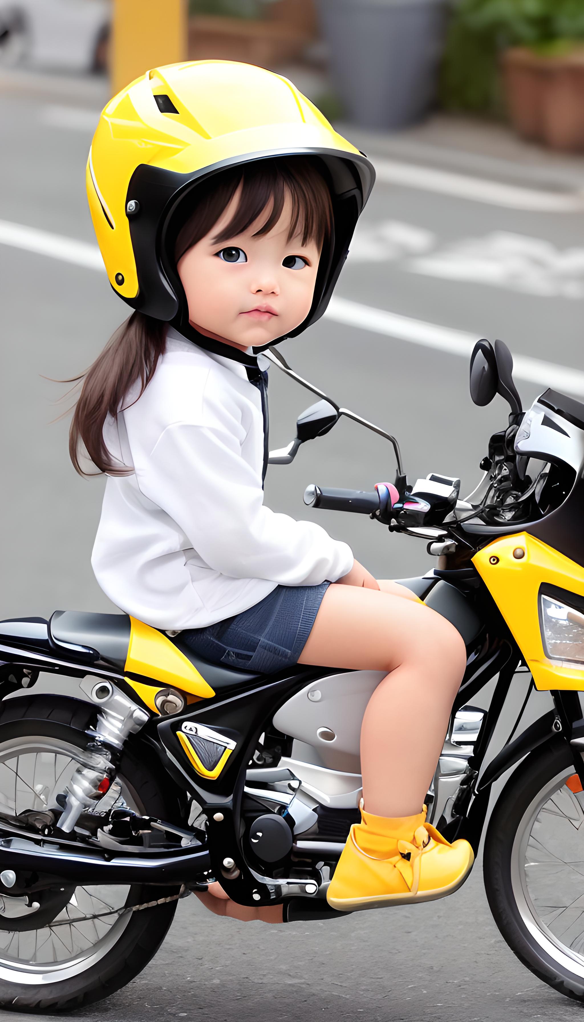 骑摩托车的小女孩