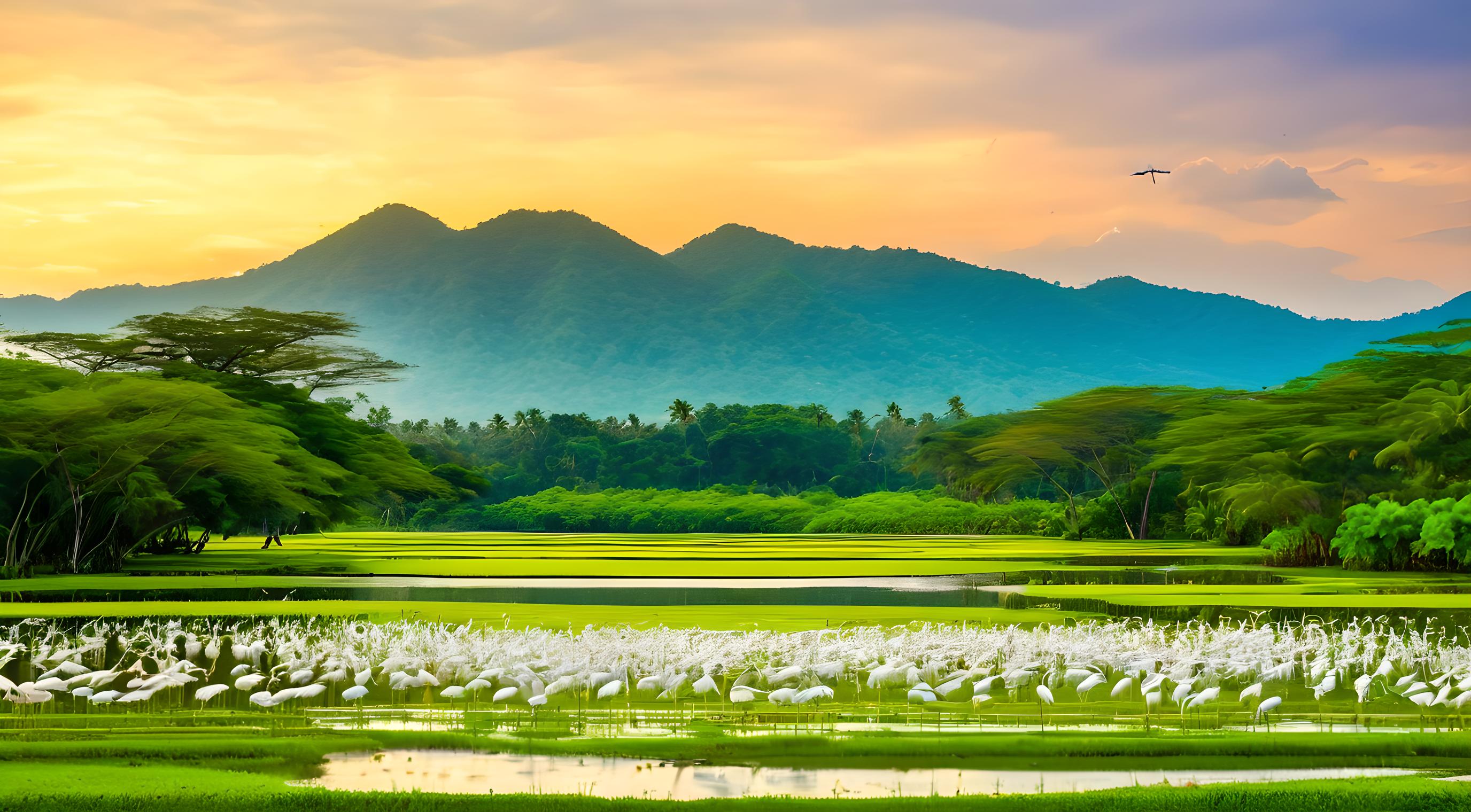 山景 白鹭