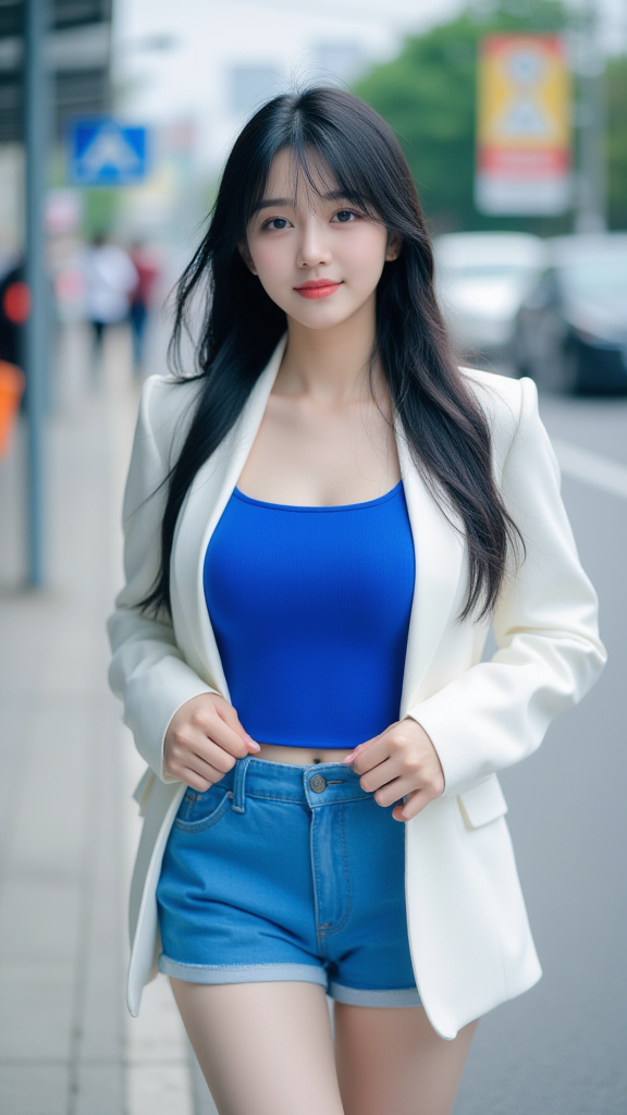 白色西装外套女孩