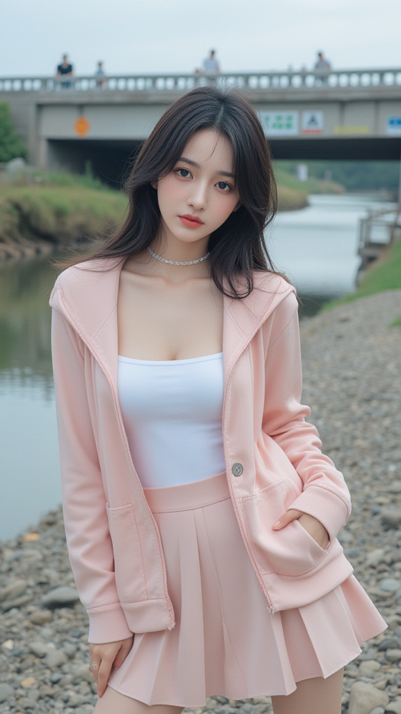 河边户外女孩