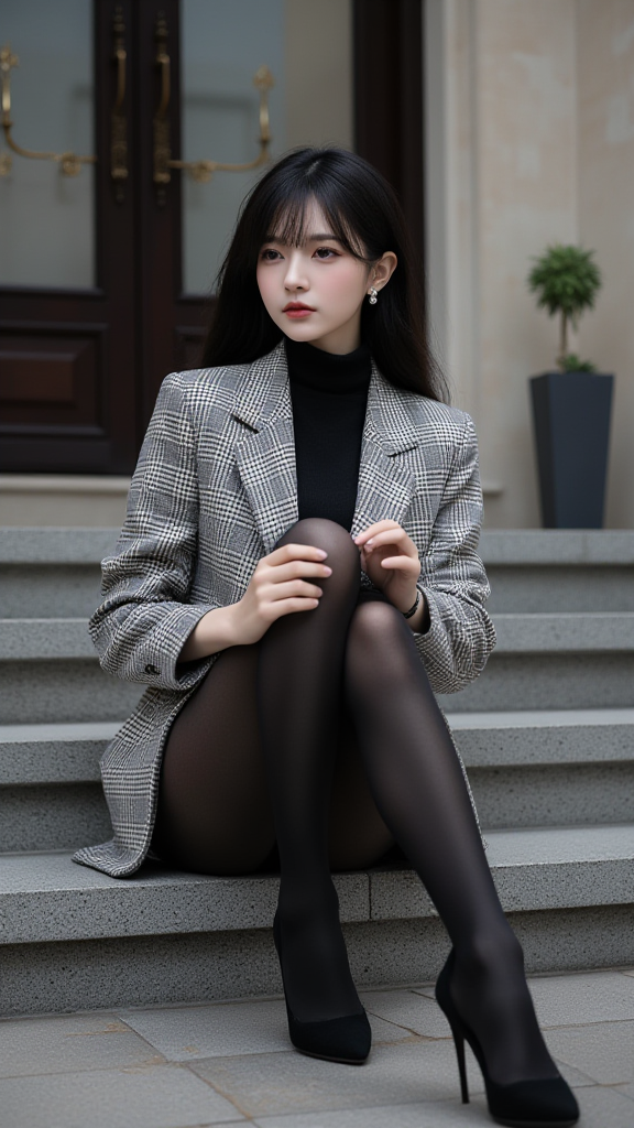 格子西装女孩