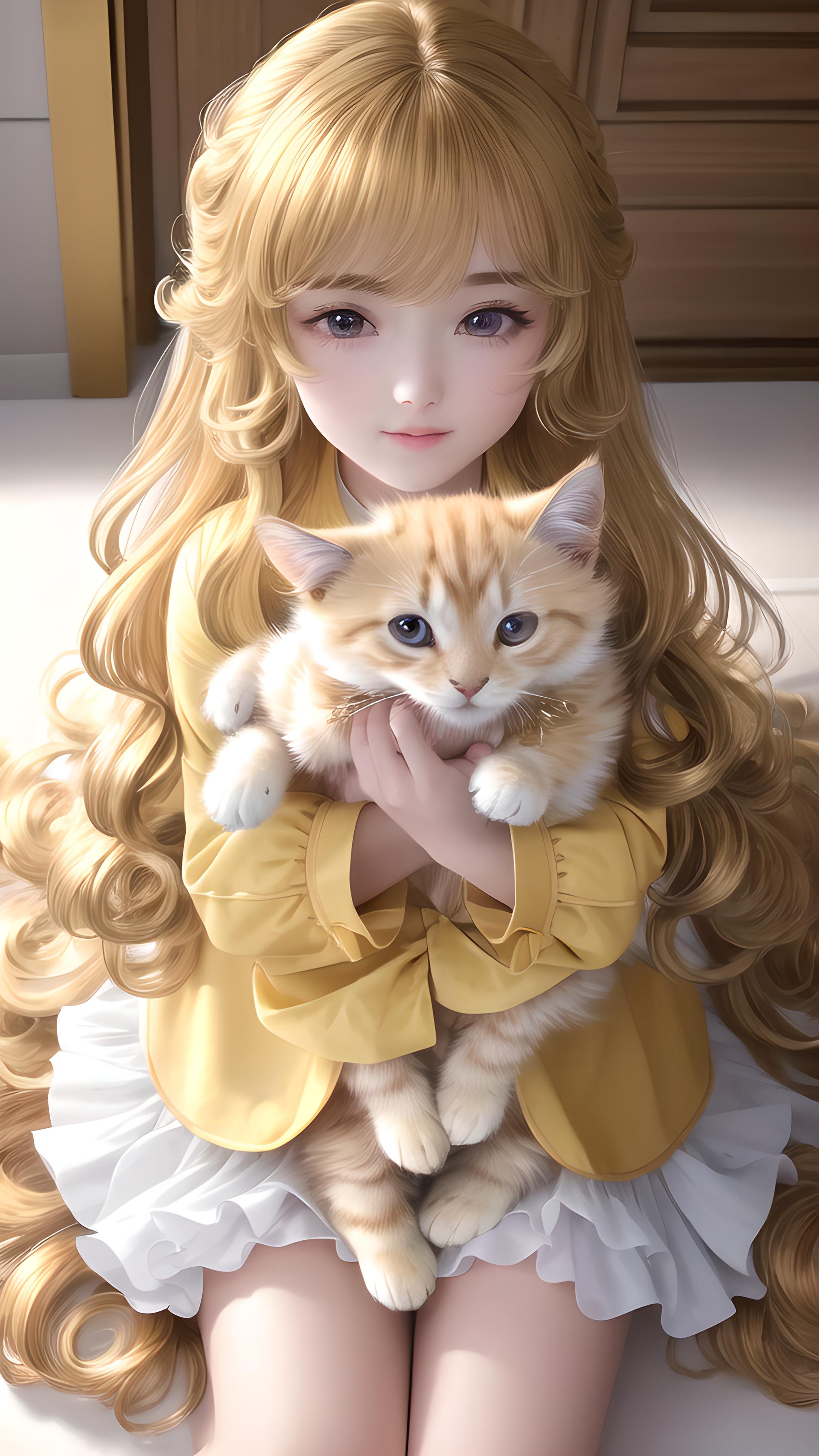 可爱的大橘猫女孩