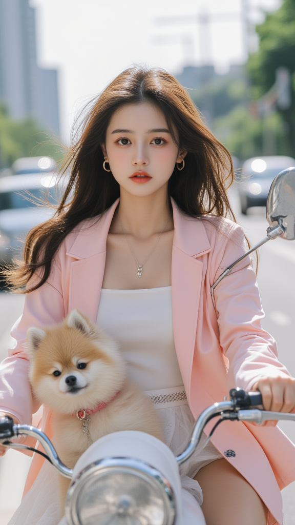 骑电动车的女孩