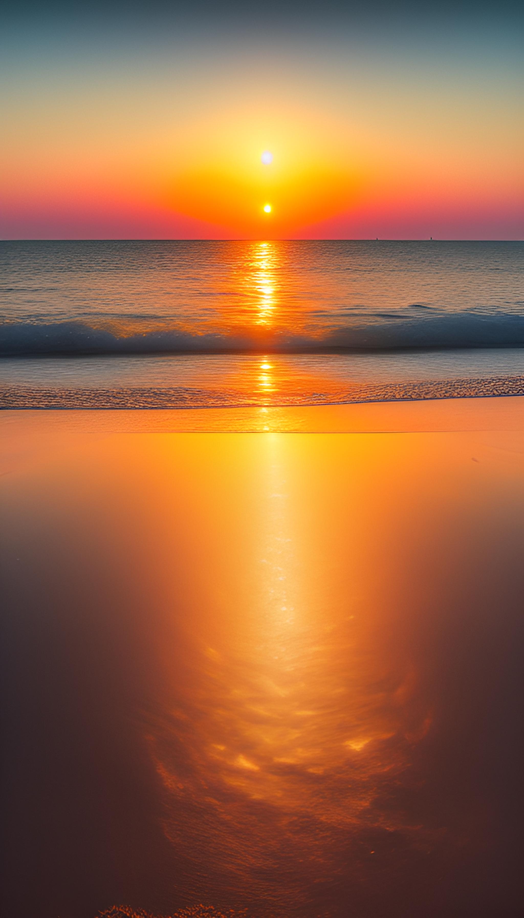 海滩落日夕阳