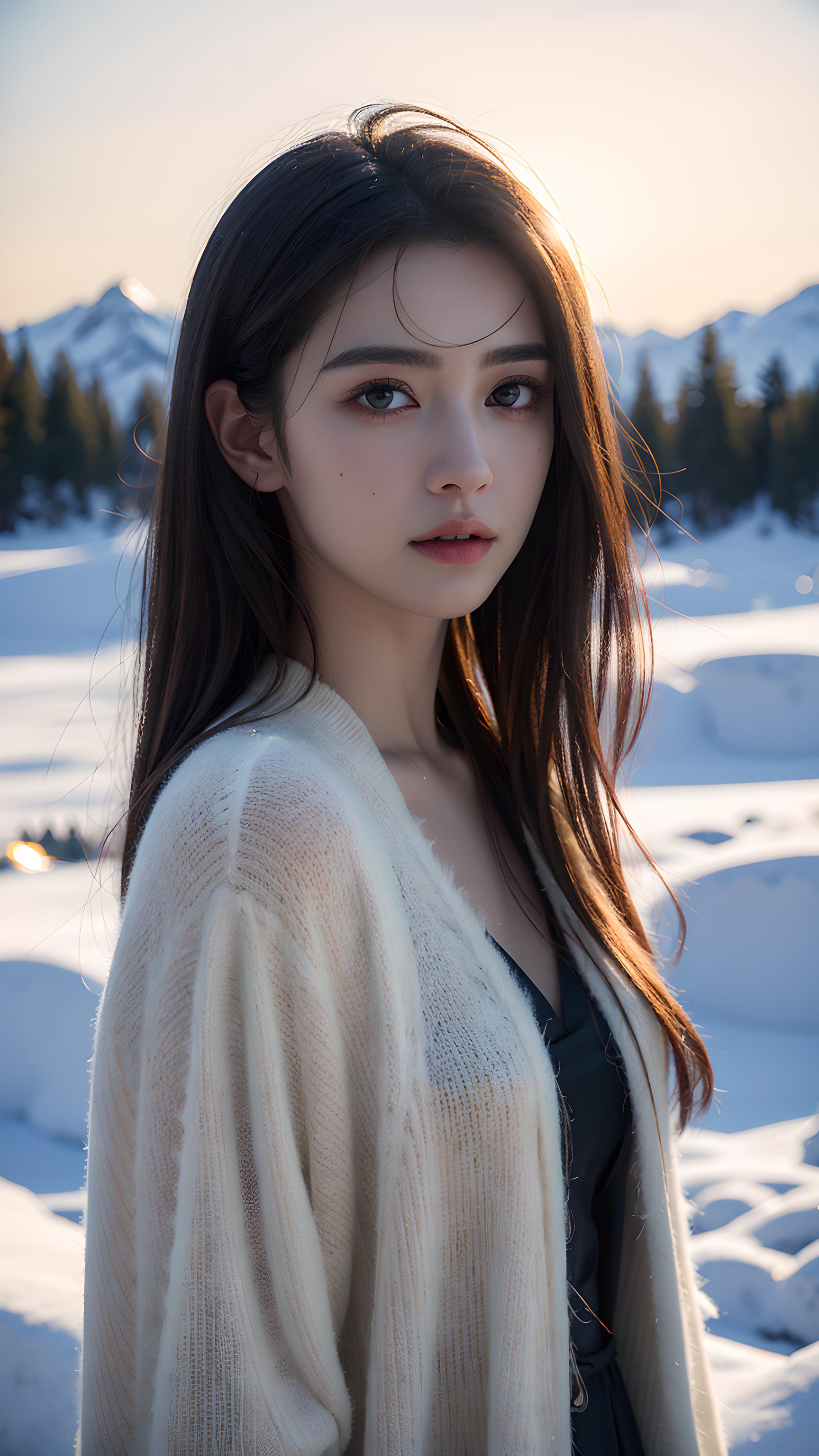 雪地里的美女