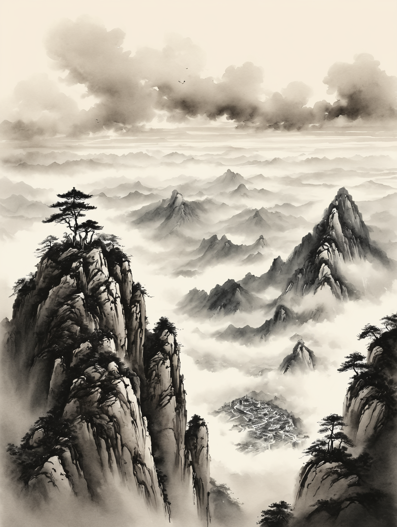 江山水墨画