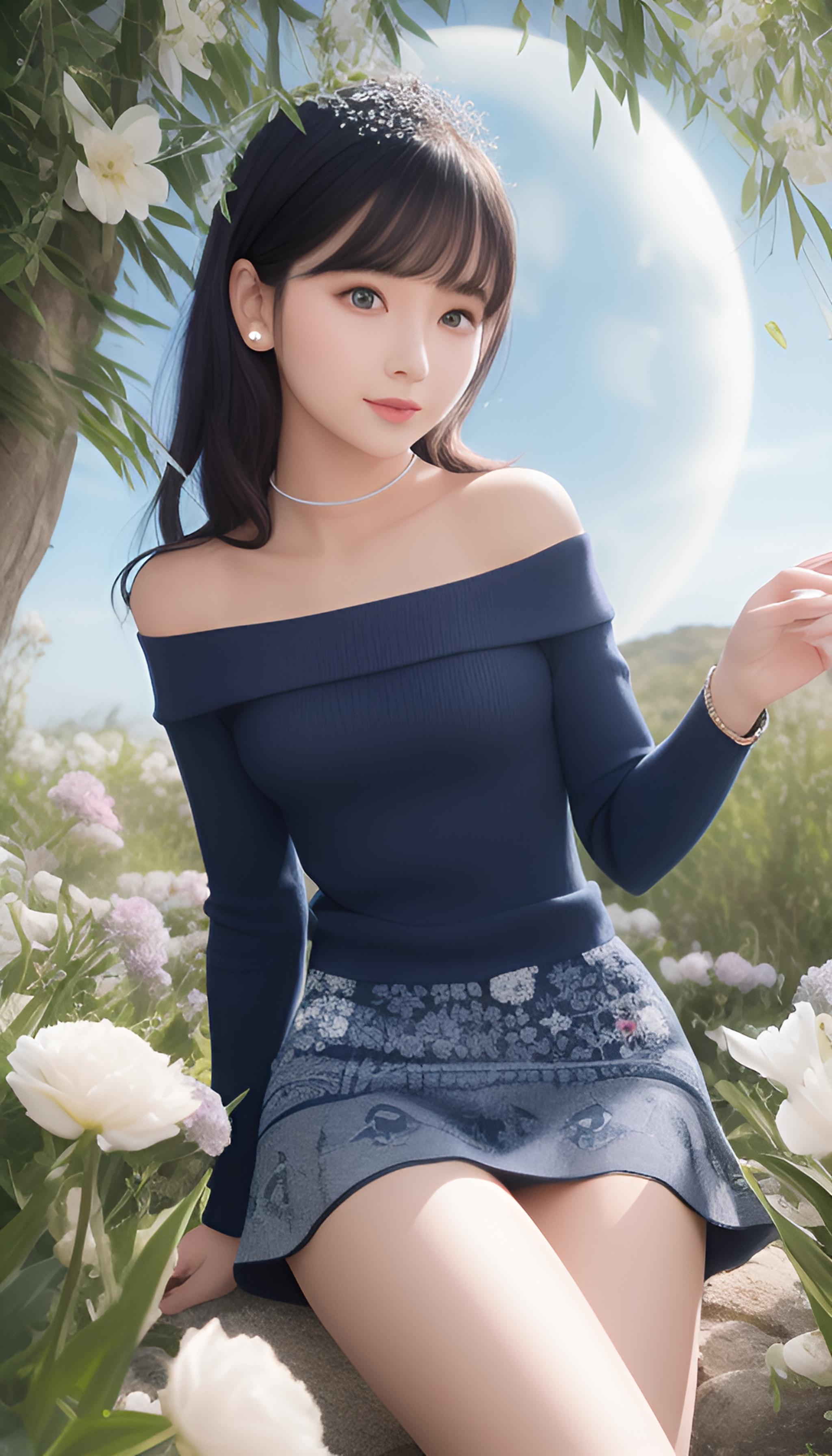 花丛中的少女