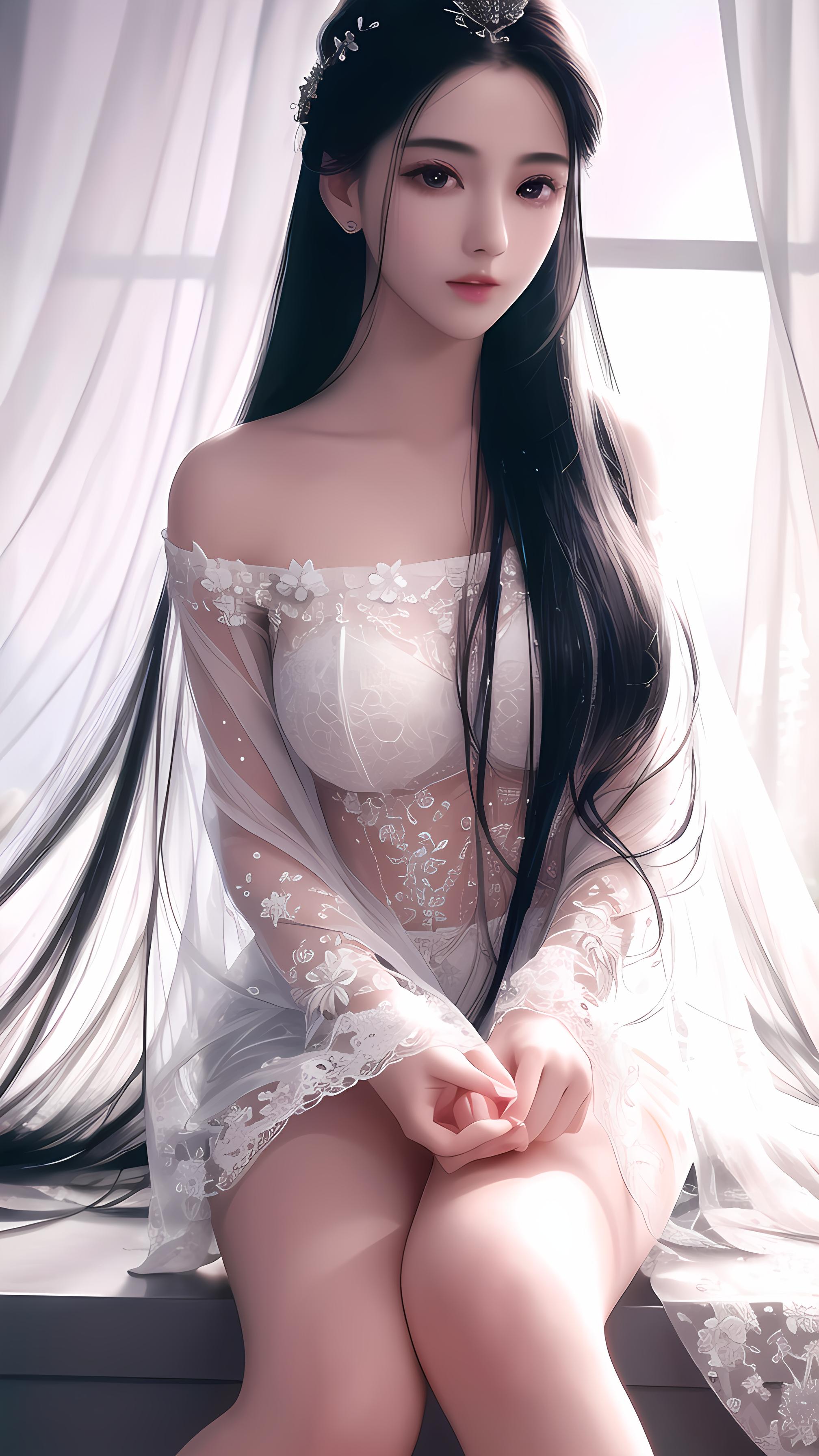 长发蕾丝美女