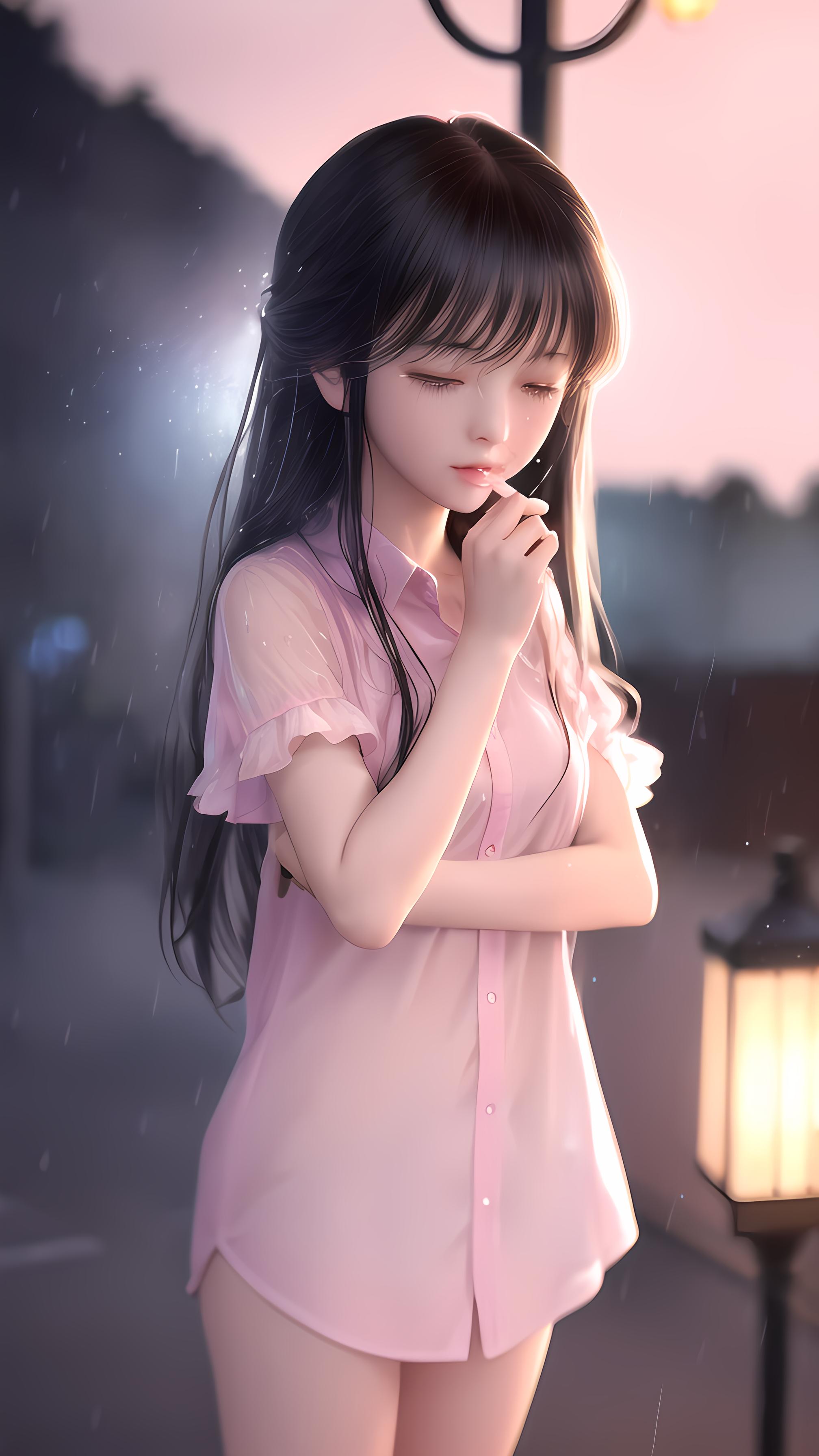 失恋的哭泣少女