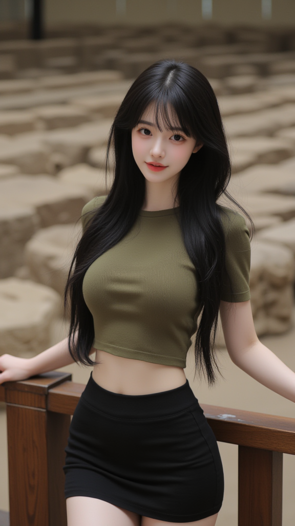 小蛮腰黑短裙女孩