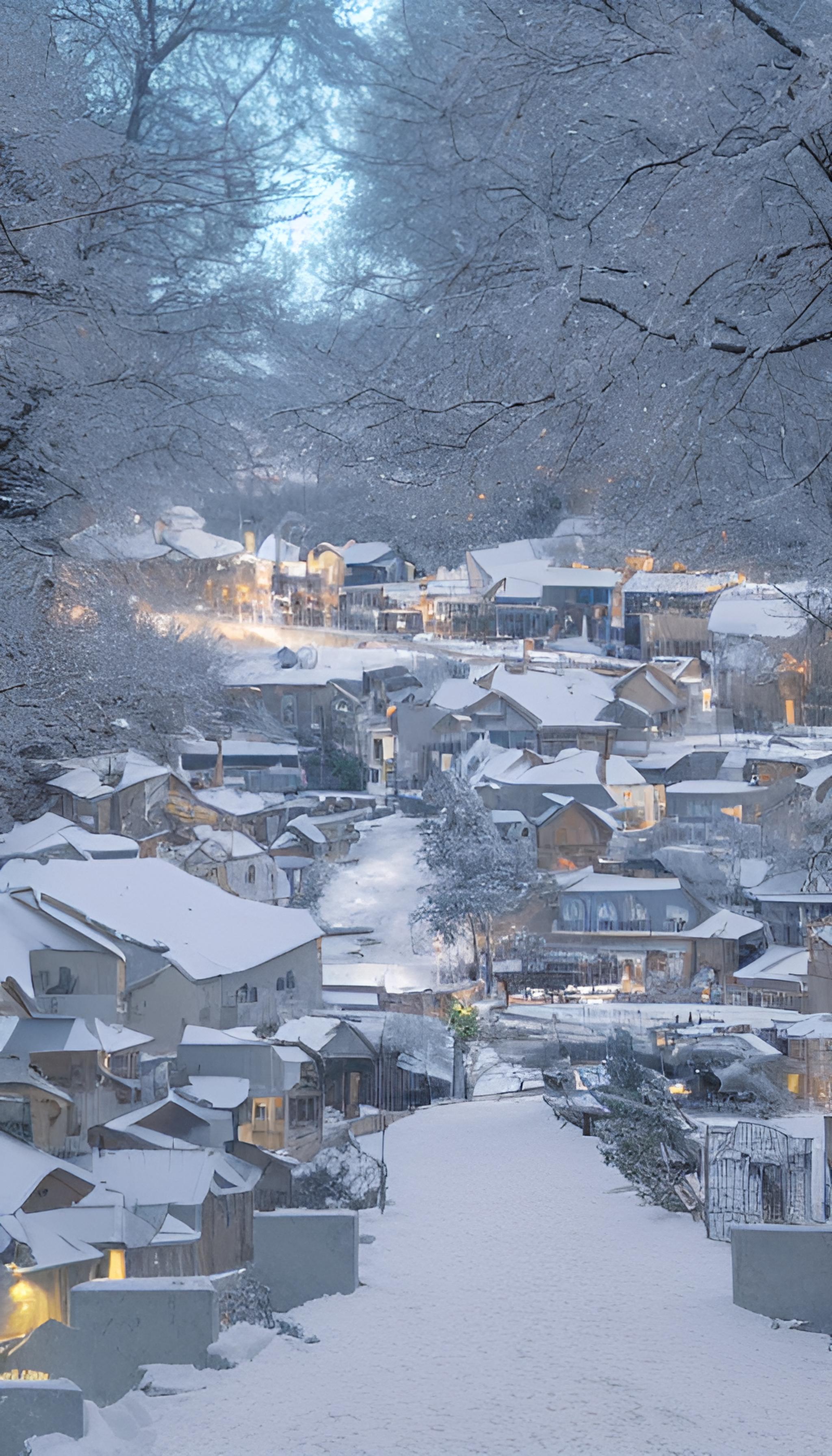 乡村雪景图