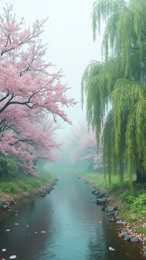翠柳桃花