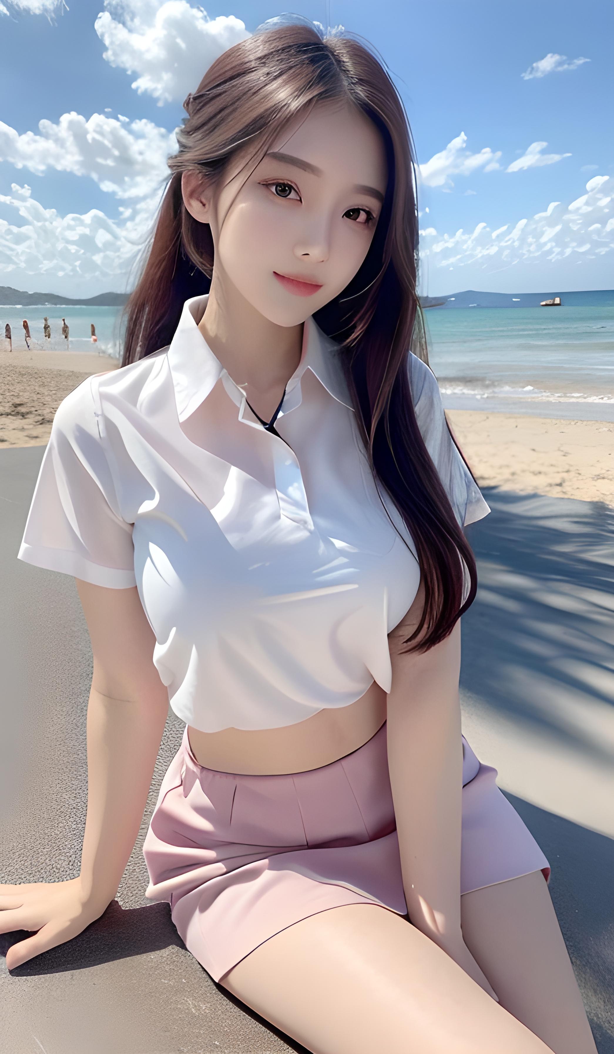 海滩边上的美女