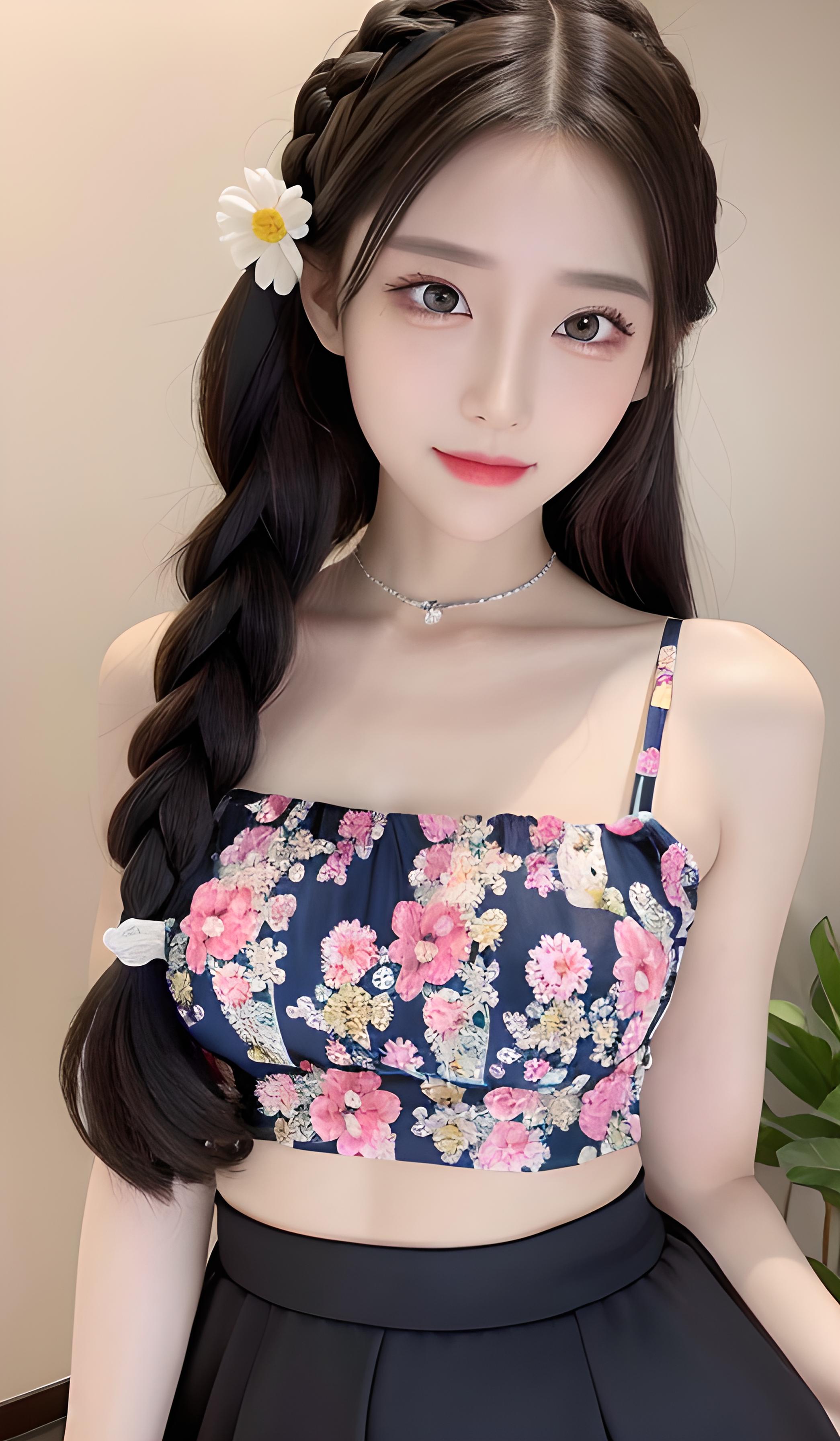 长发麻花辫子美女