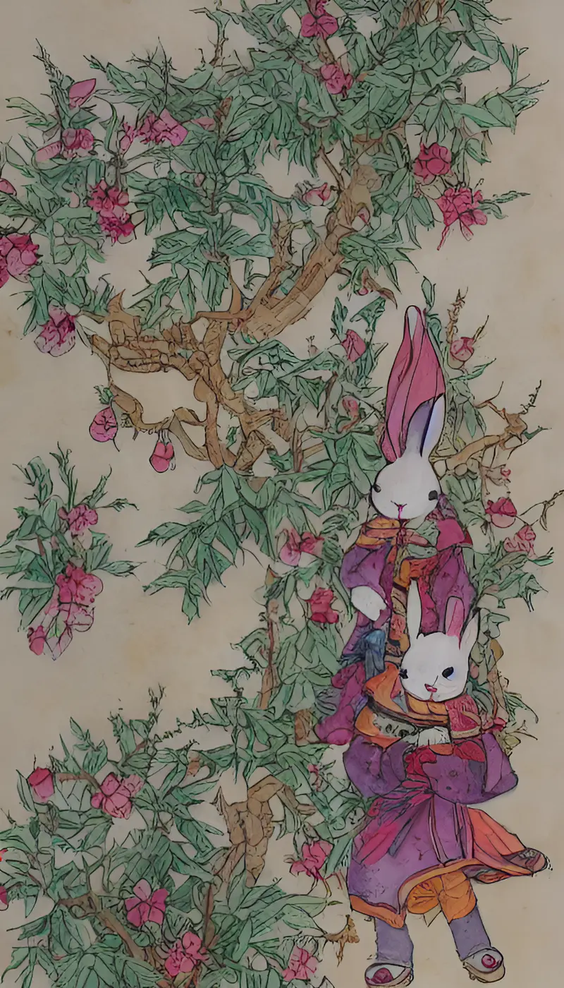 AI绘画练习—兔迎暖春