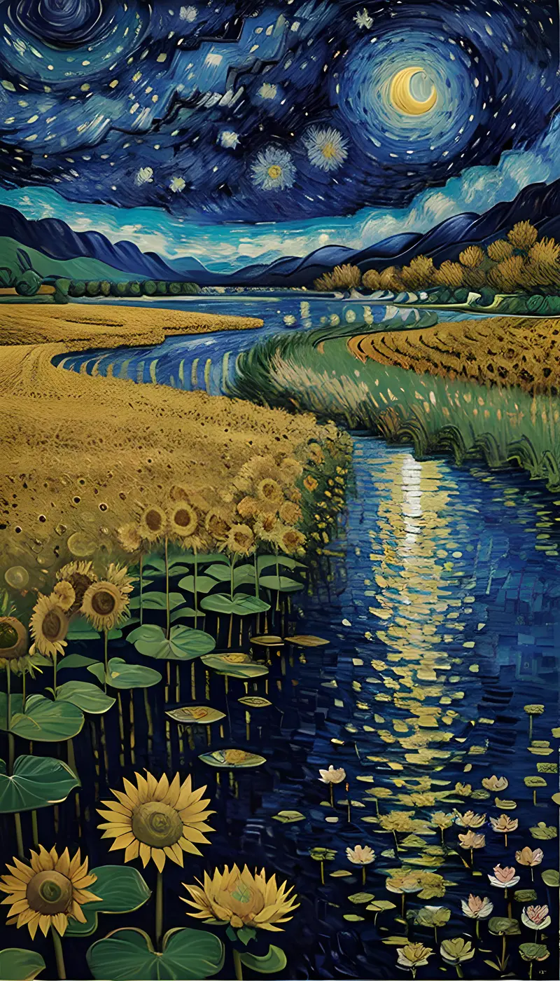 印象主义油画——《夜色中的河》