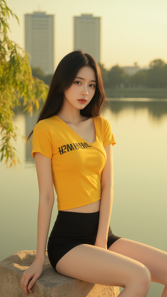 湖边女孩