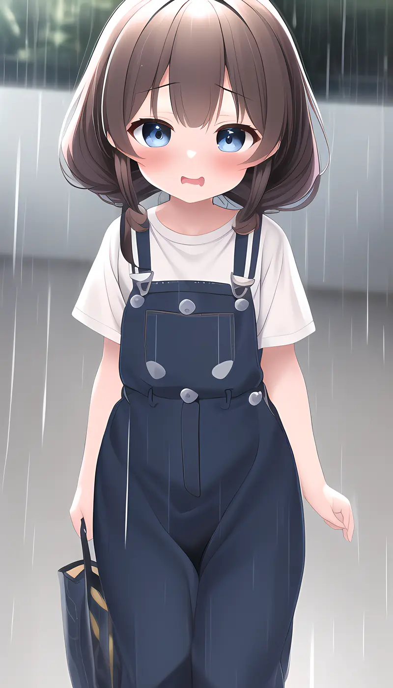 雨中的小女孩