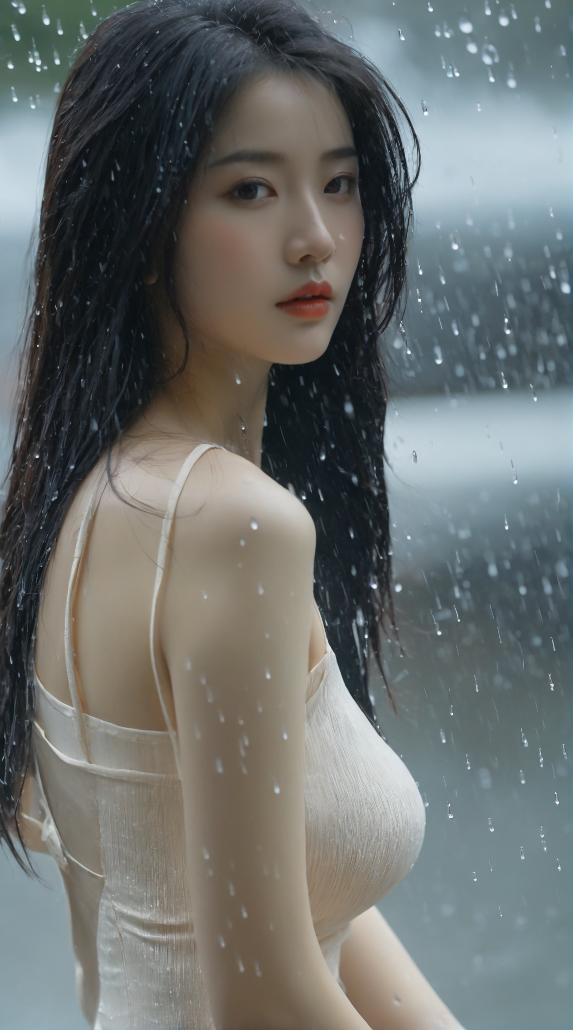 雨天美女