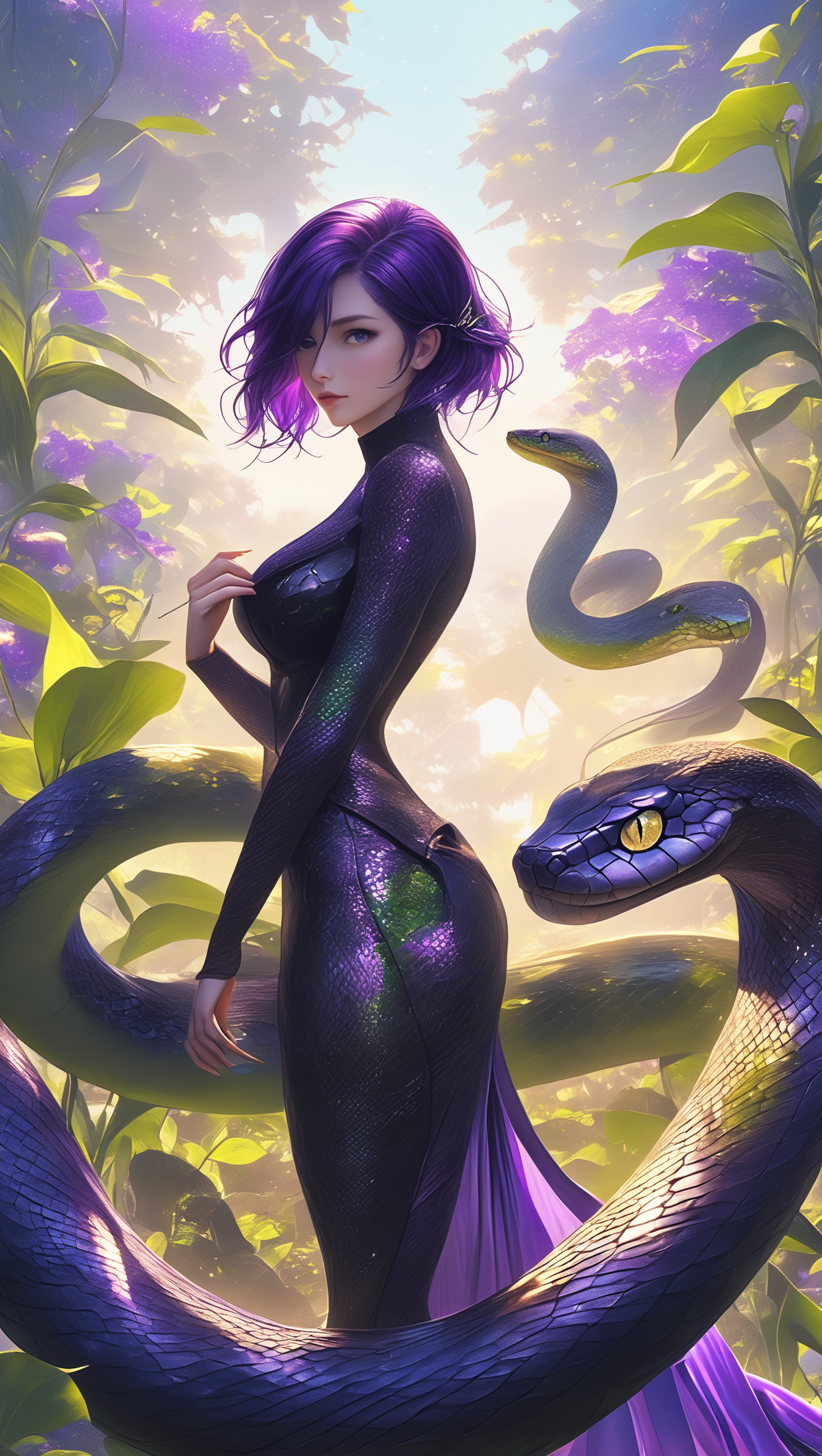 紫系，蛇与女子