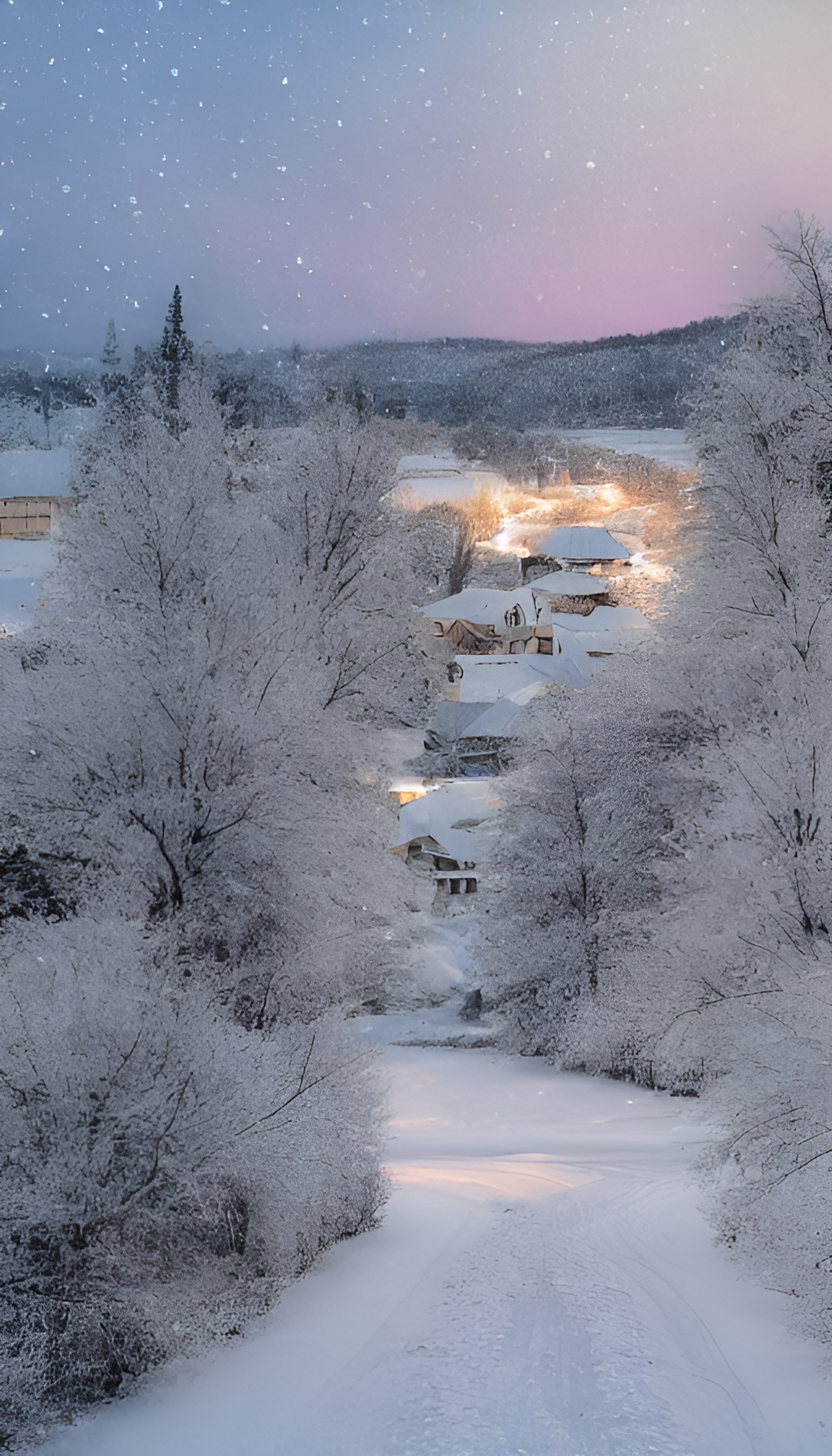 雪中小镇