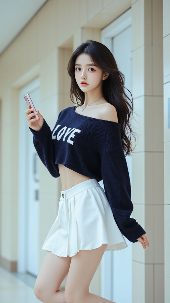 百褶裙女孩