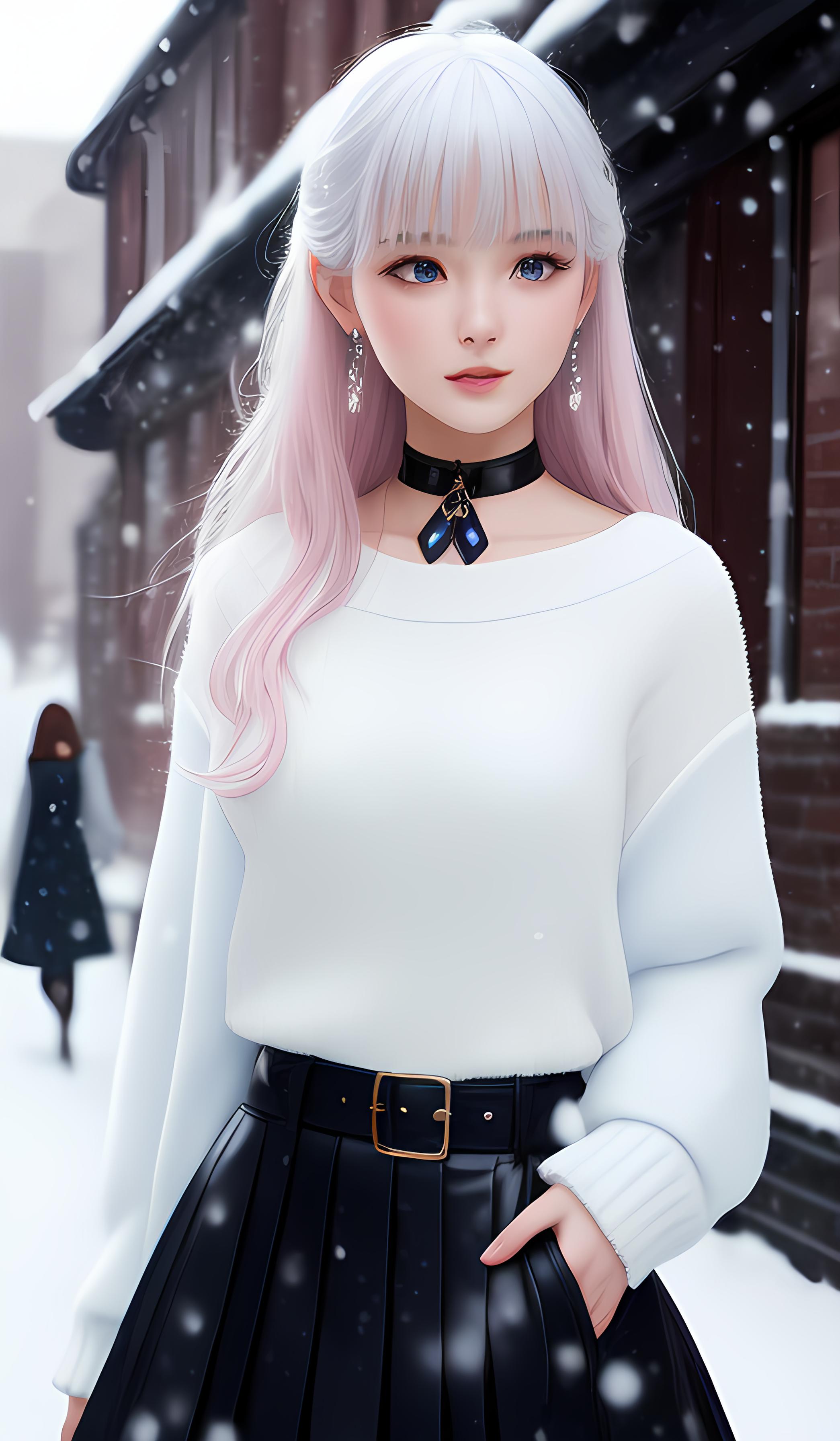 雪中美女