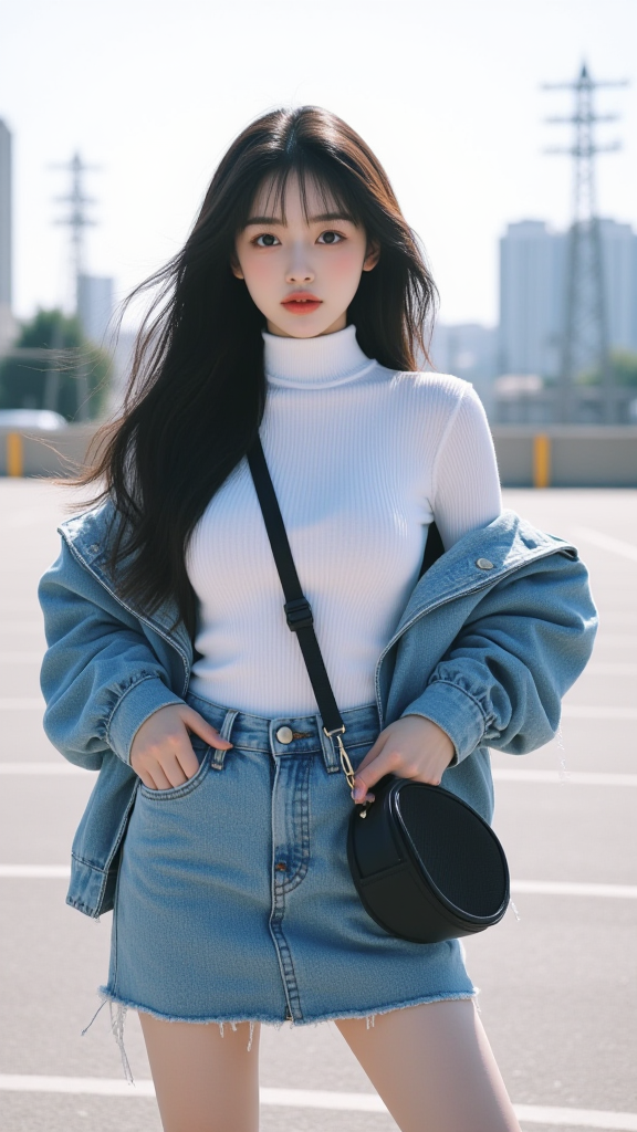牛仔短裙女孩