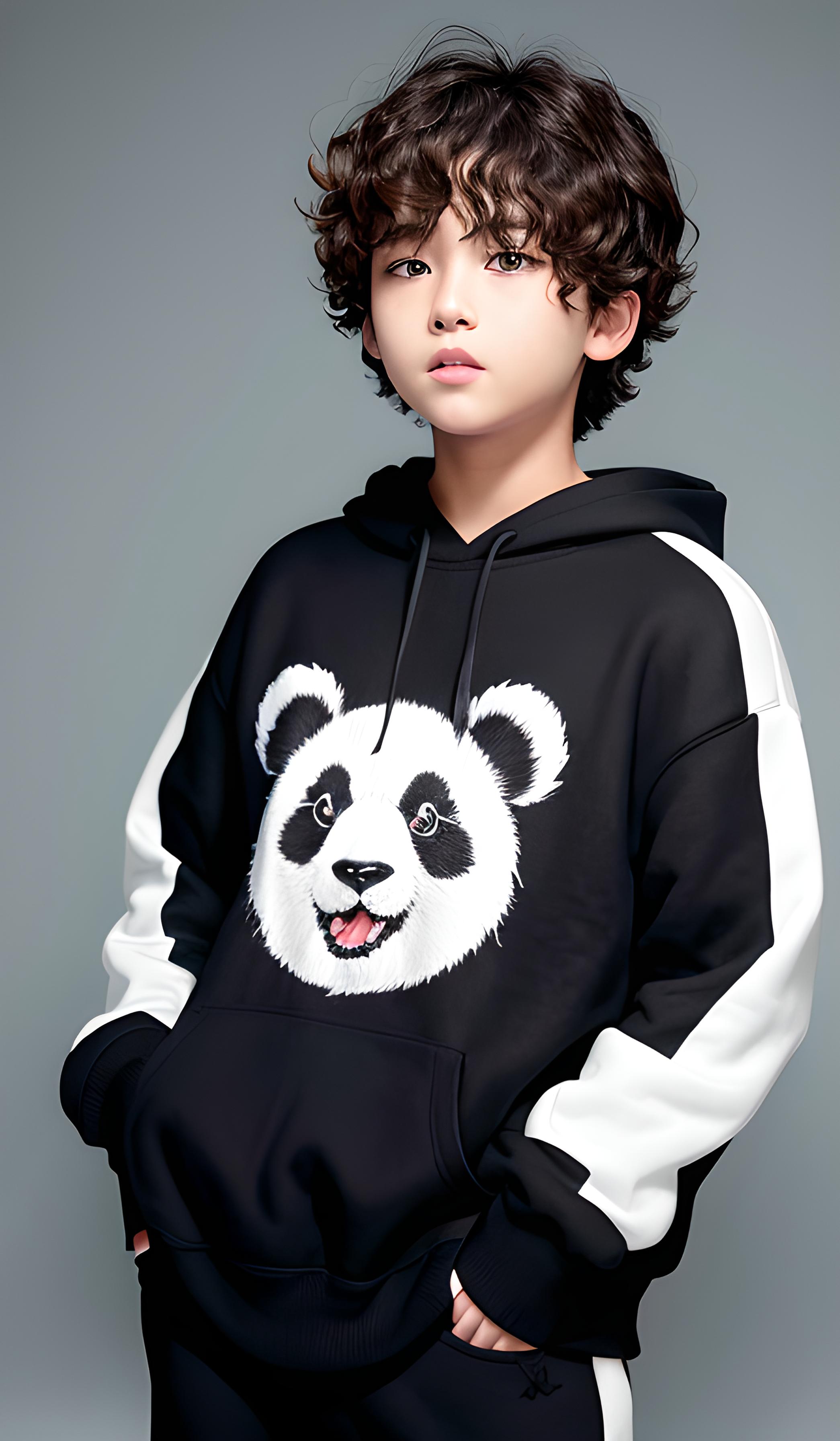 熊猫卡通套装 可爱童趣又酷帅十足 很实用