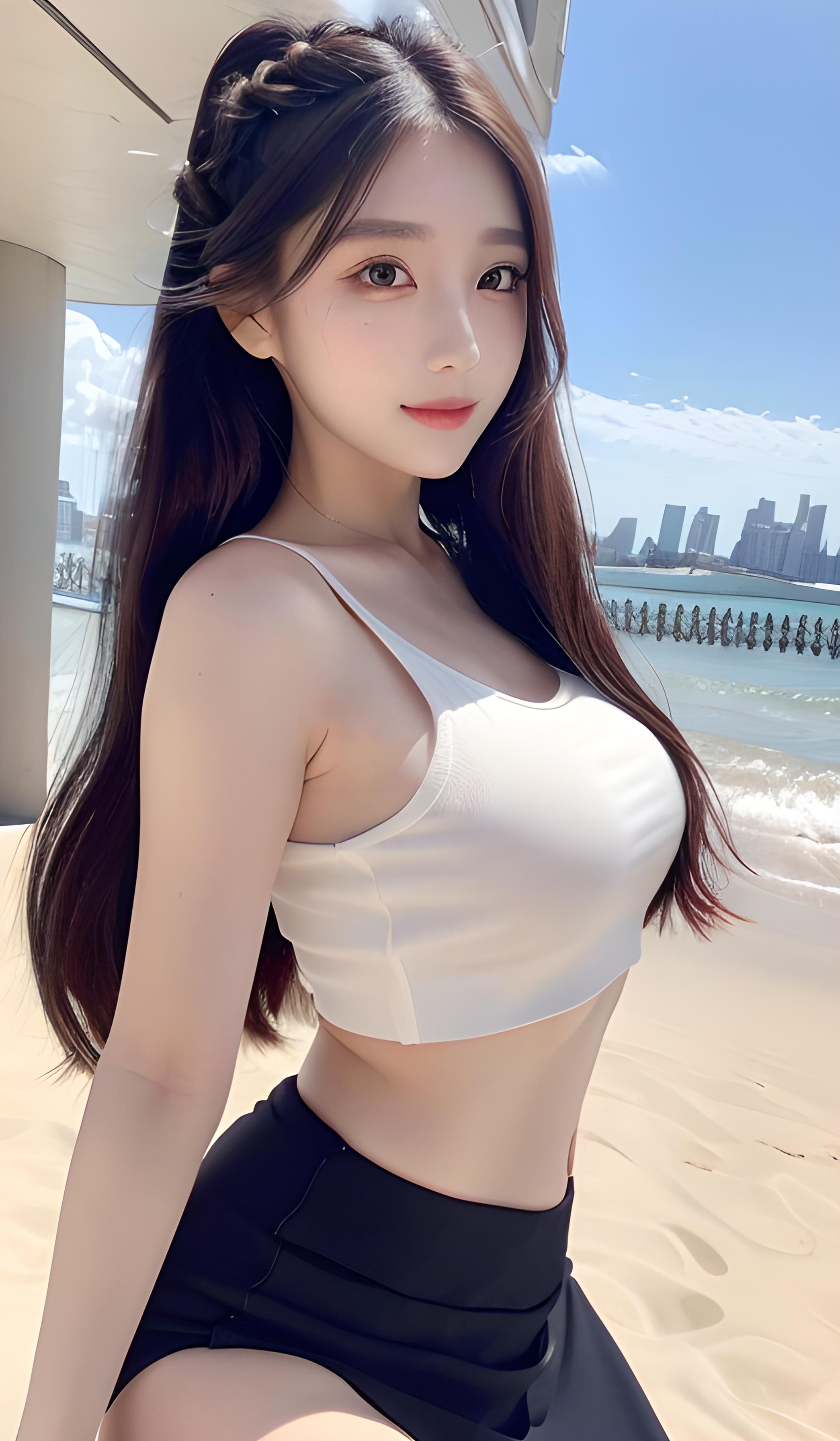 海边的明媚少女